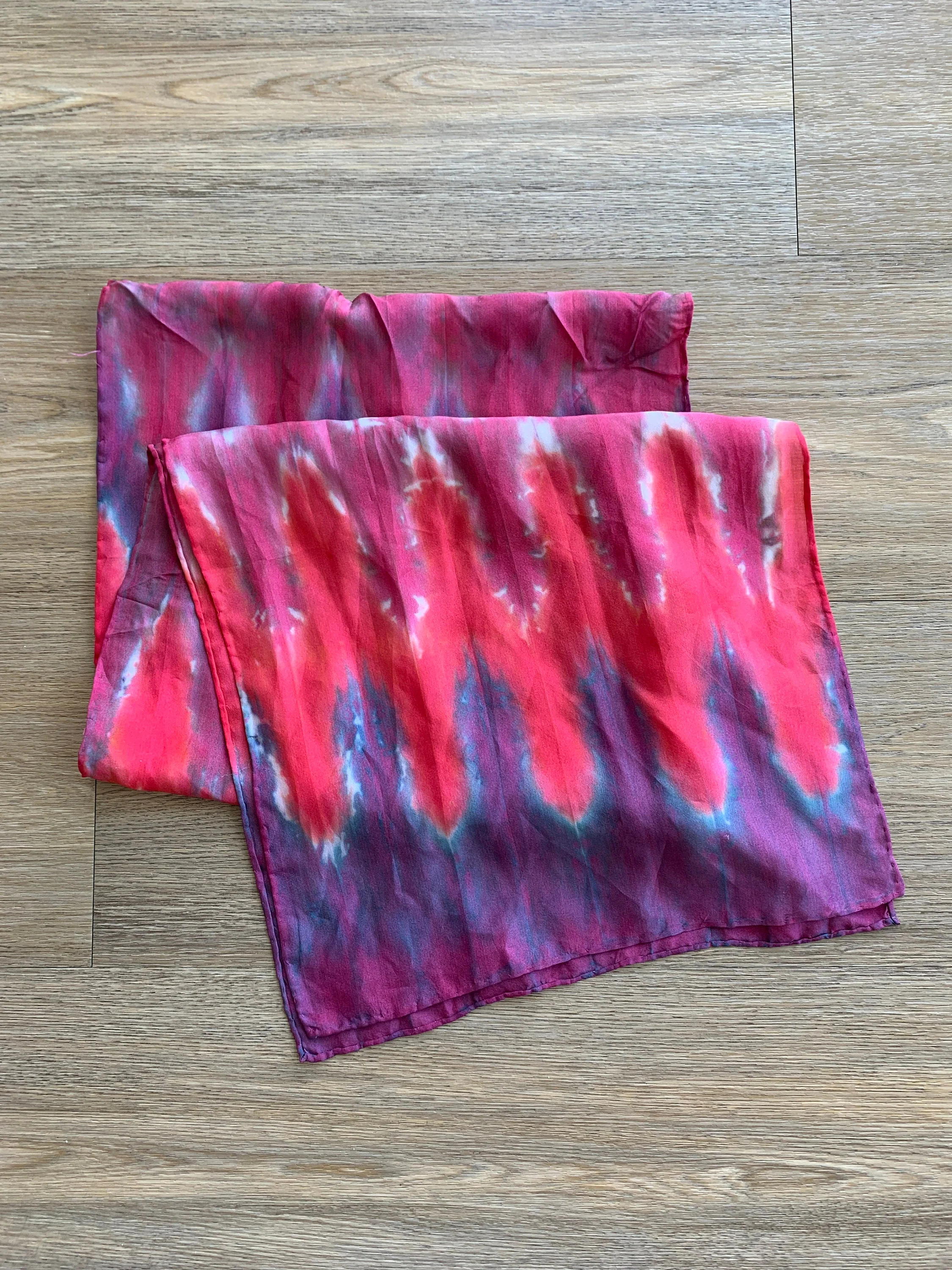 Vintage 100% Silk Hand Dyed Large Scarf Headscarf - Image 4