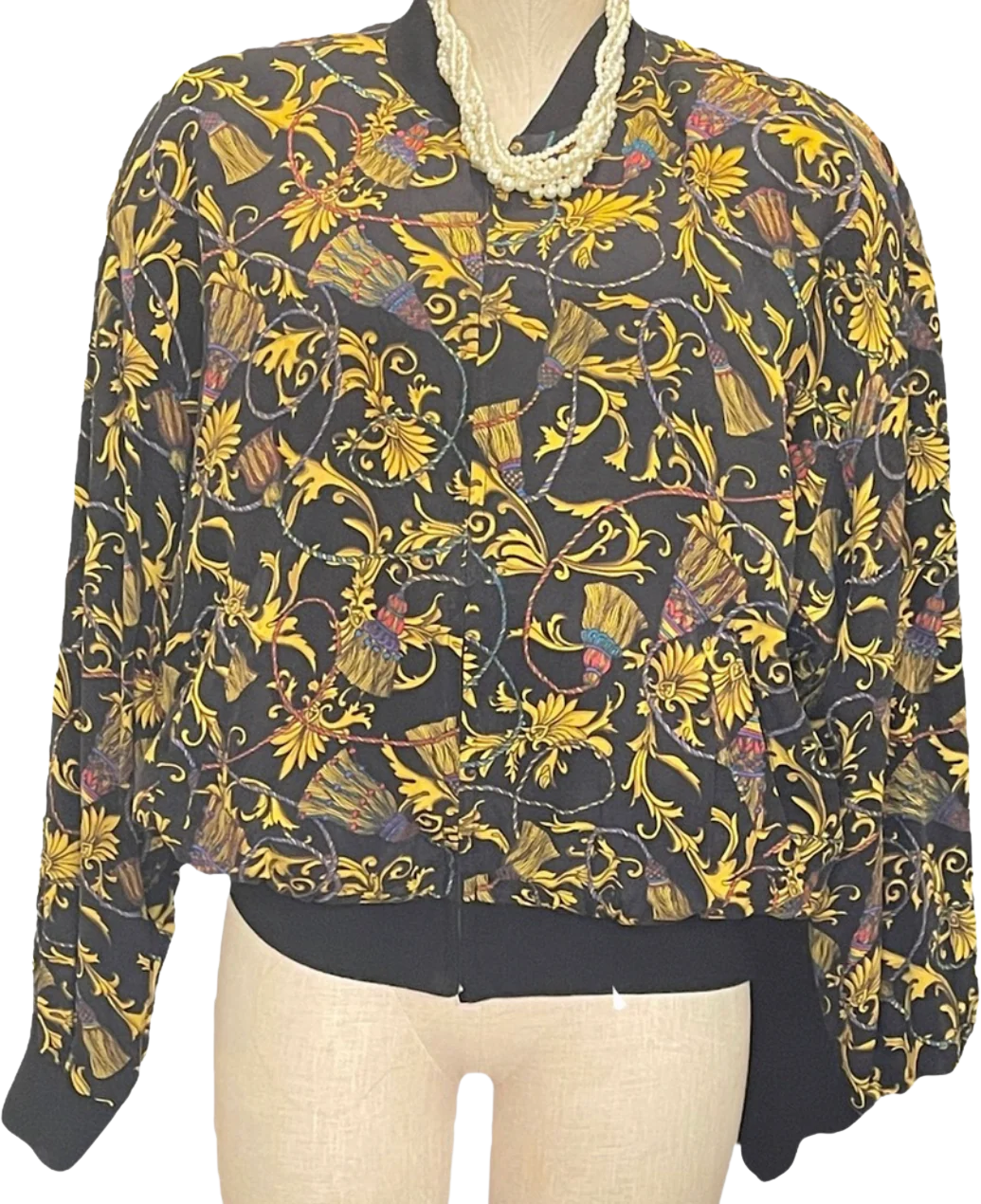 Vintage 100% Silk Versace Like Bomber Jacket By S.l.b by Sunny Leigh