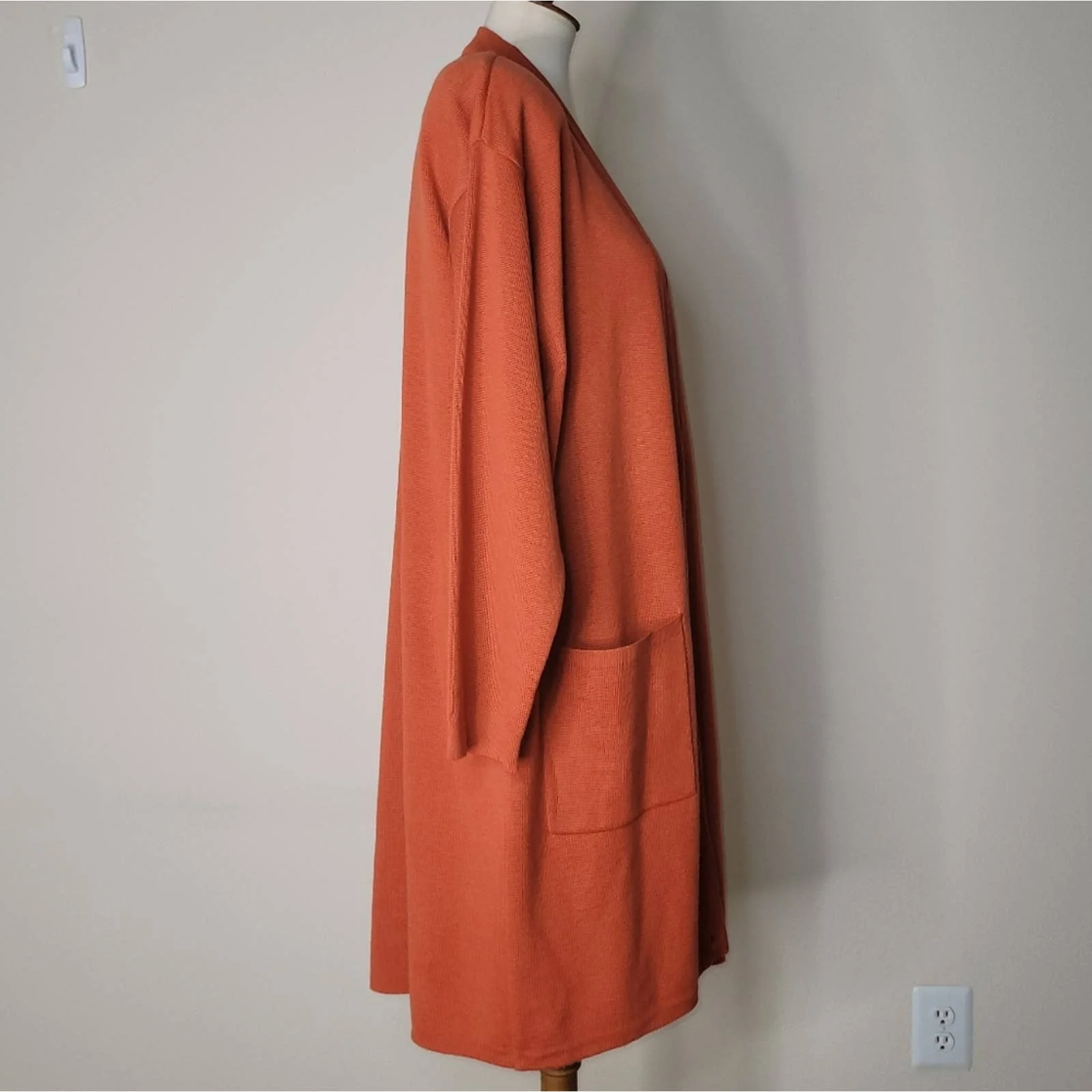 Vintage 100% Wool Orange Button-Down Duster Sweater with Pockets - Sz. L by Anne Klein - Image 3