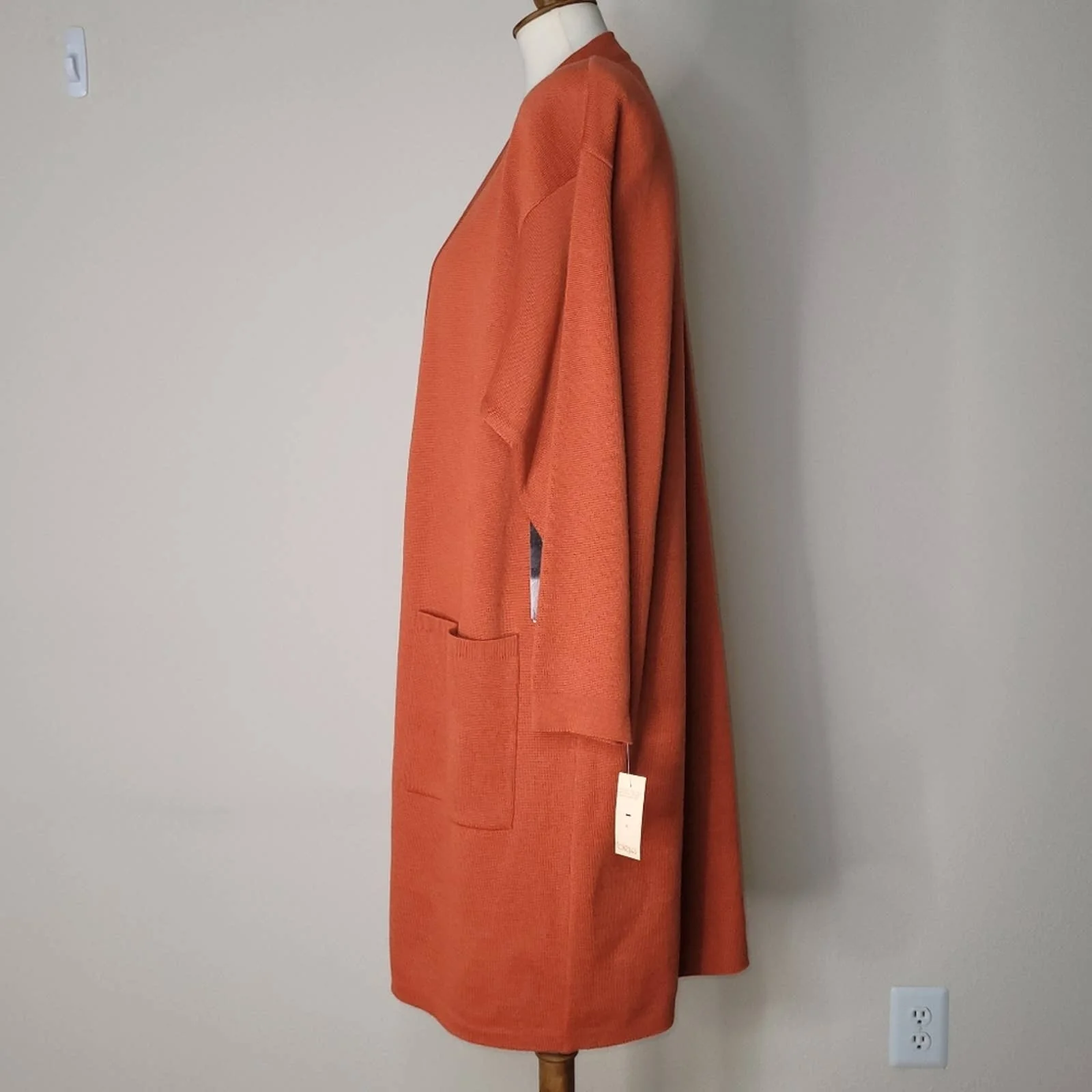 Vintage 100% Wool Orange Button-Down Duster Sweater with Pockets - Sz. L by Anne Klein - Image 4