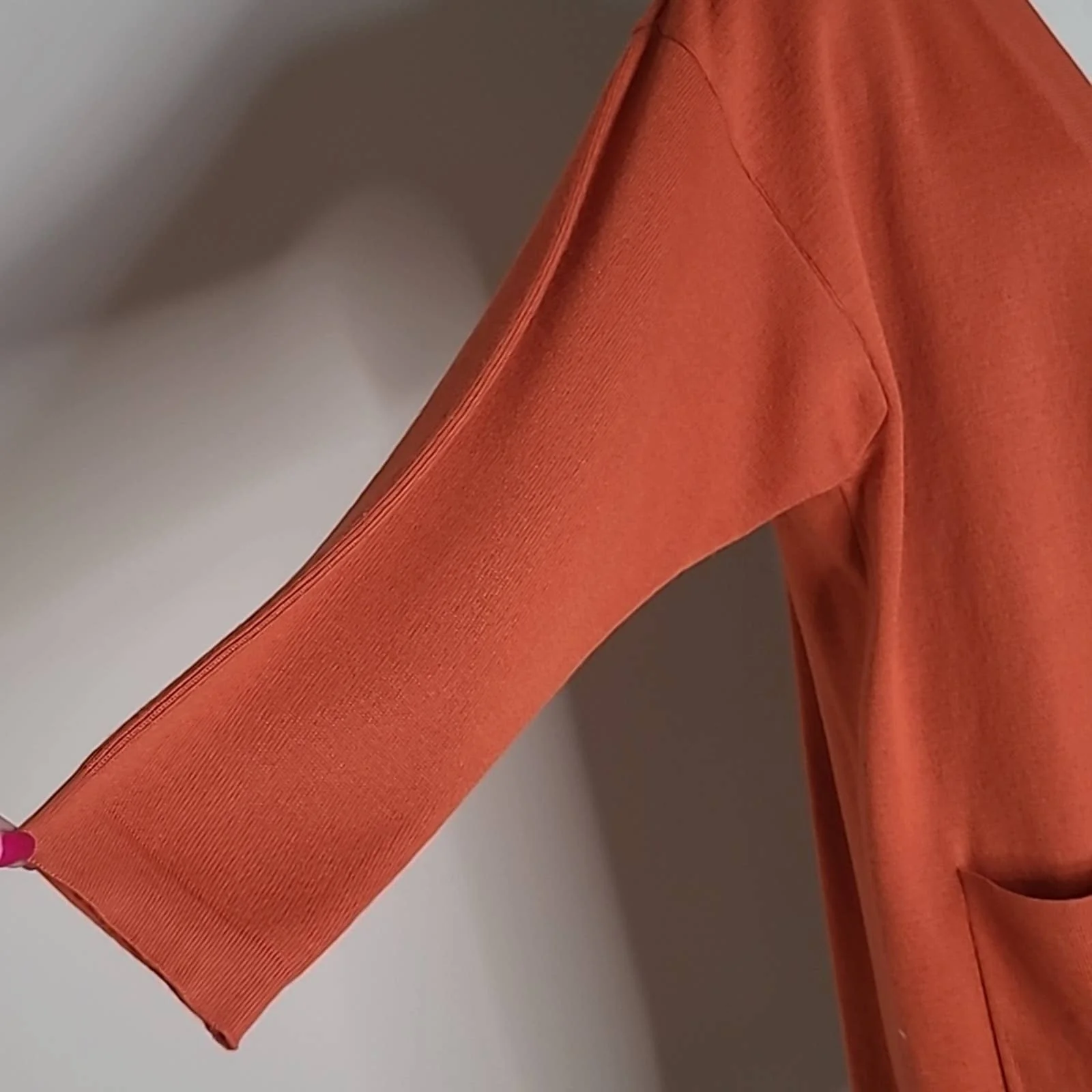 Vintage 100% Wool Orange Button-Down Duster Sweater with Pockets - Sz. L by Anne Klein - Image 6