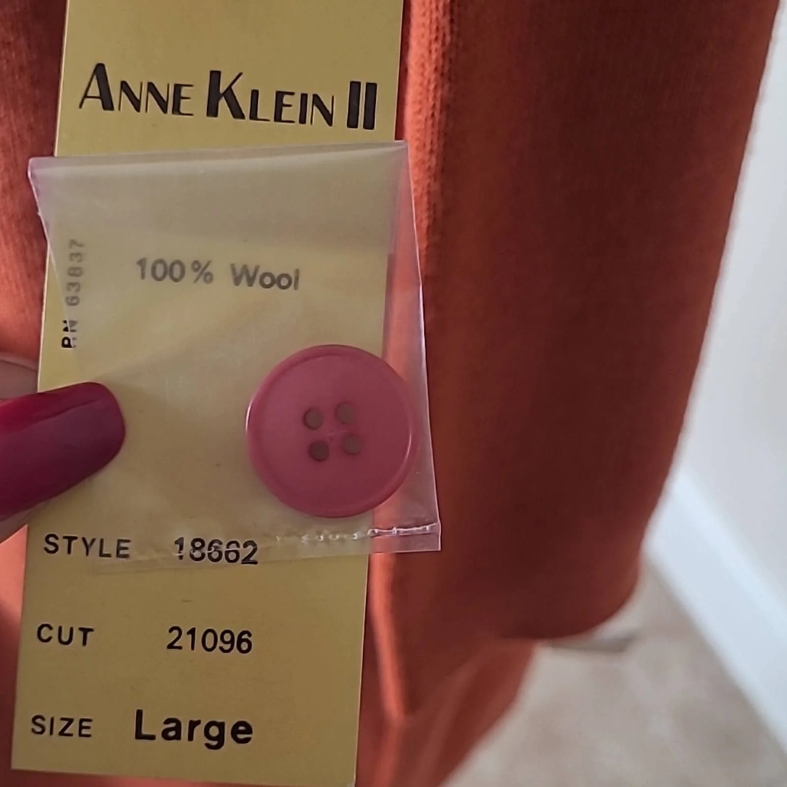 Vintage 100% Wool Orange Button-Down Duster Sweater with Pockets - Sz. L by Anne Klein - Image 8