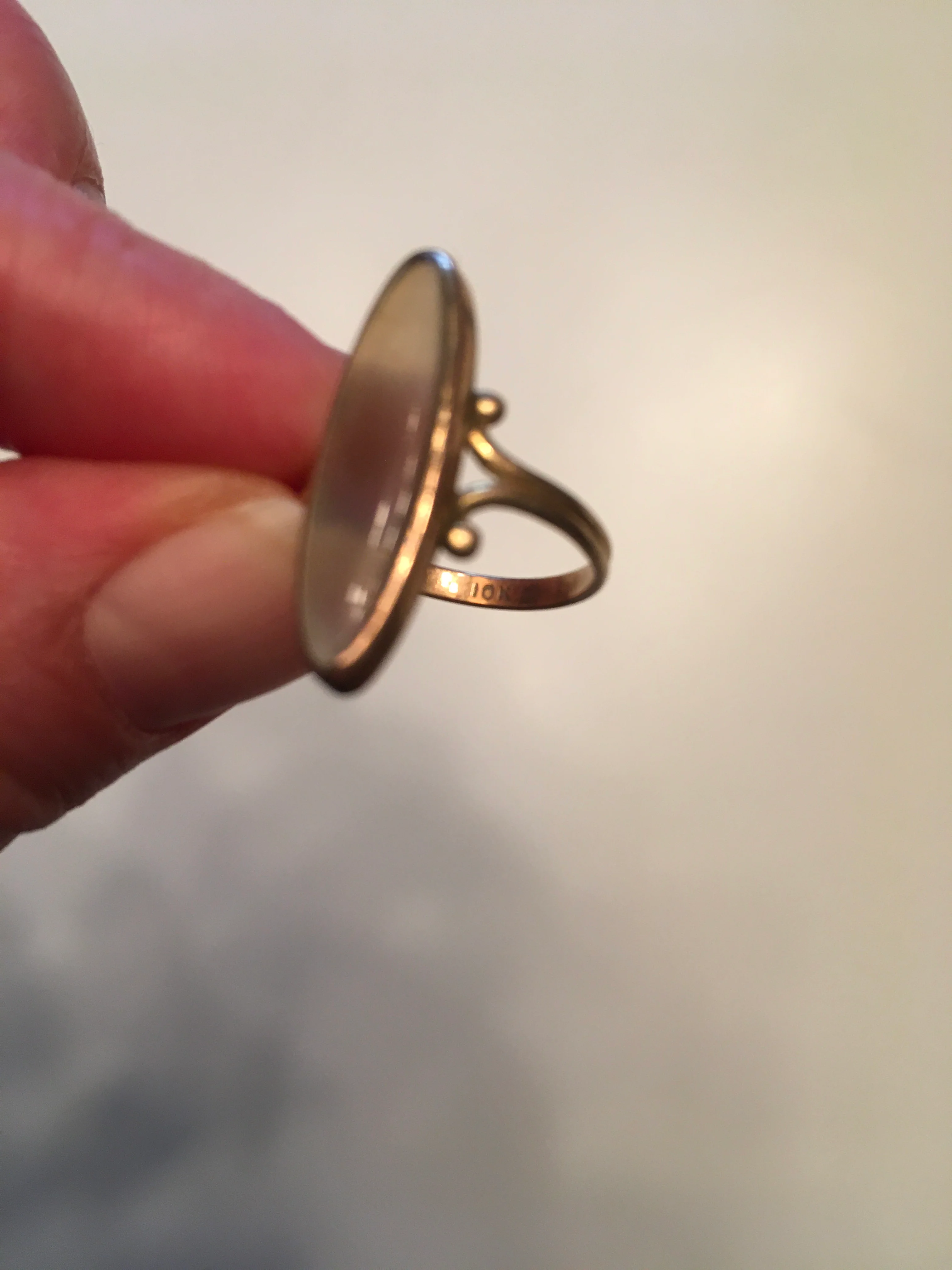 Vintage 10k Gold Agate Ring - Image 4