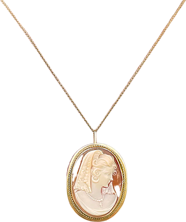Vintage 18k Gold Carved Shell Cameo Pendant - Image 2