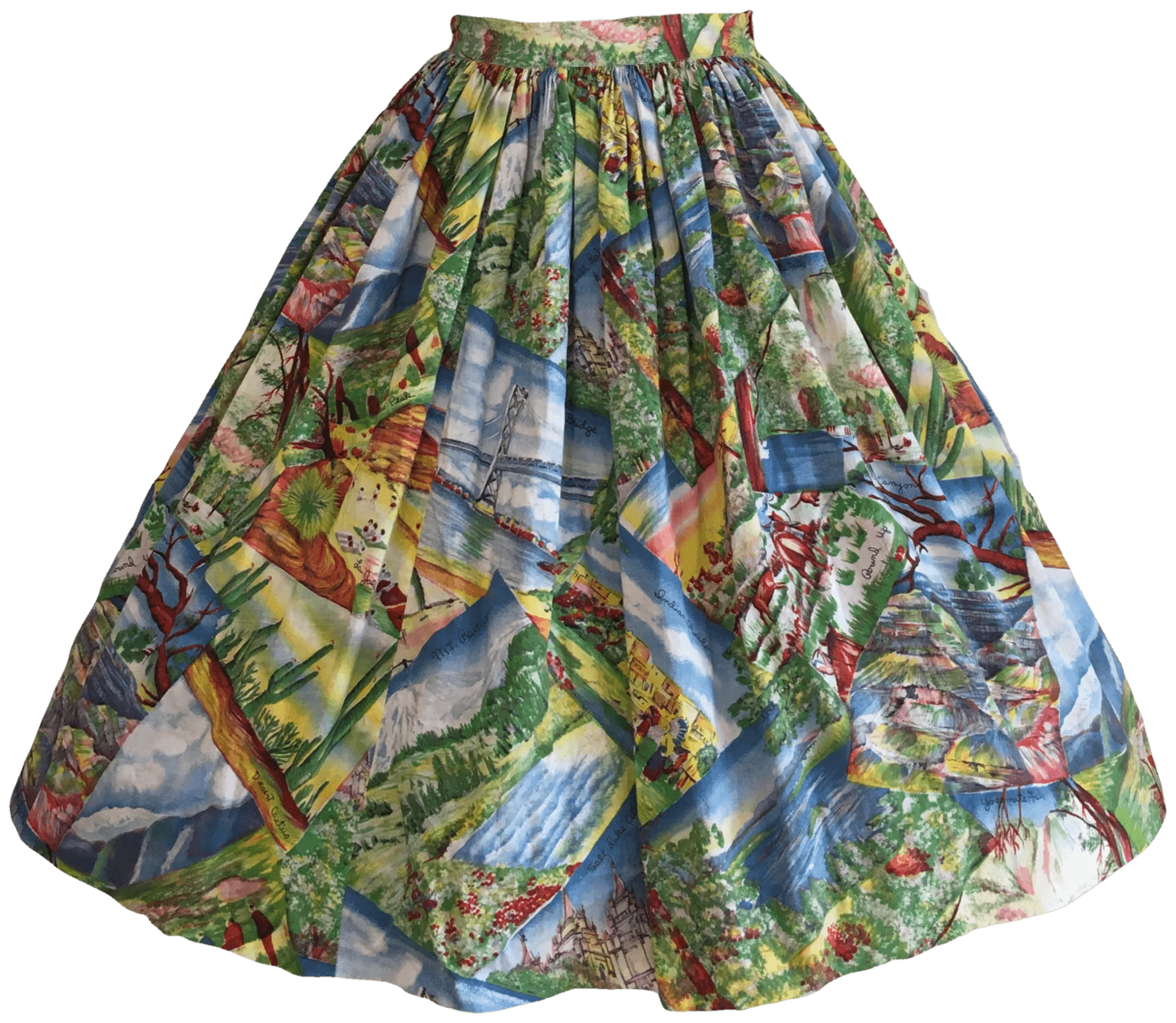 50’s Travel Novelty Print Tourist Skirt Out West Grand Canyon by Vintage