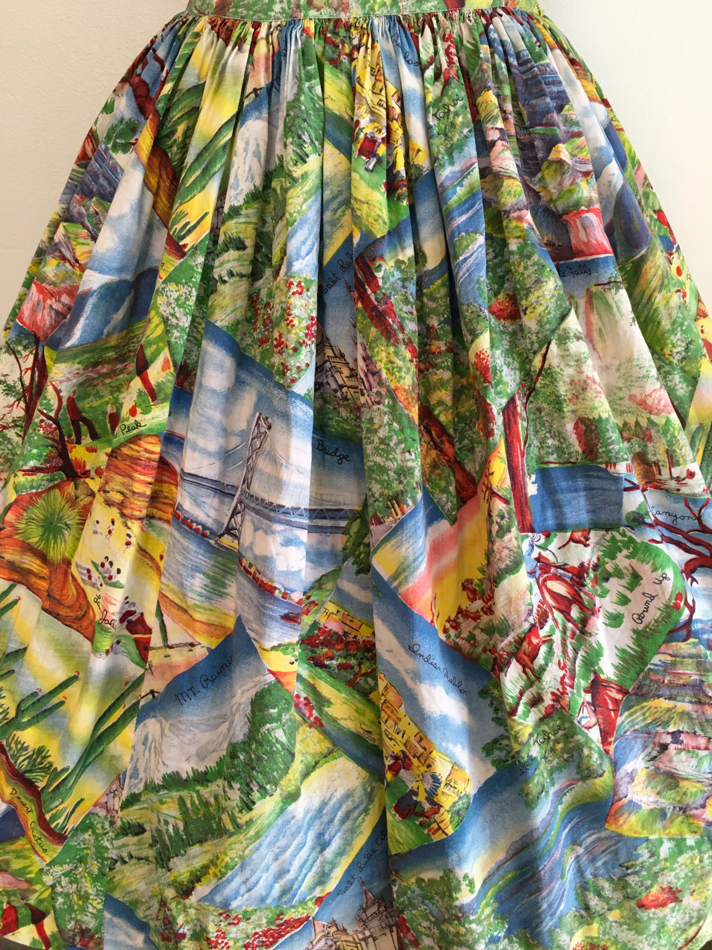 50’s Travel Novelty Print Tourist Skirt Out West Grand Canyon by Vintage - Image 4