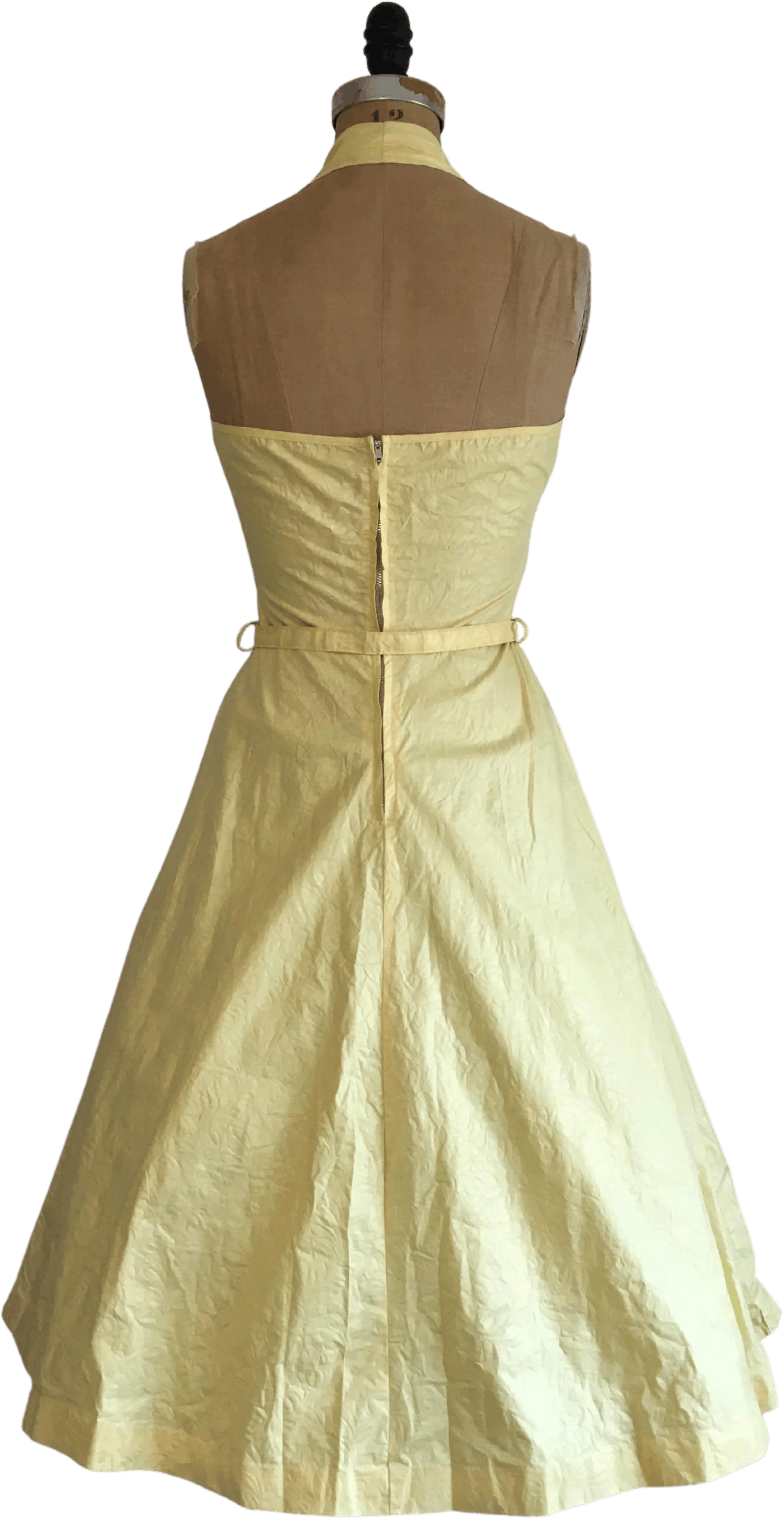 50’s Yellow Halter Neck Cotton Sundress - Image 2