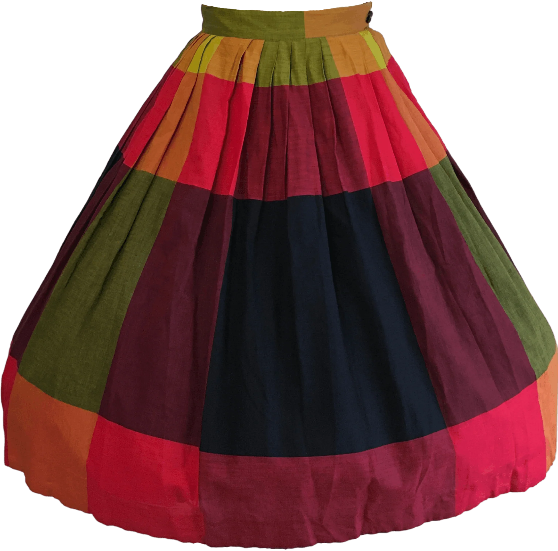 50's Multicolor Large Plaid Pleated Skirt by Reid and Reid