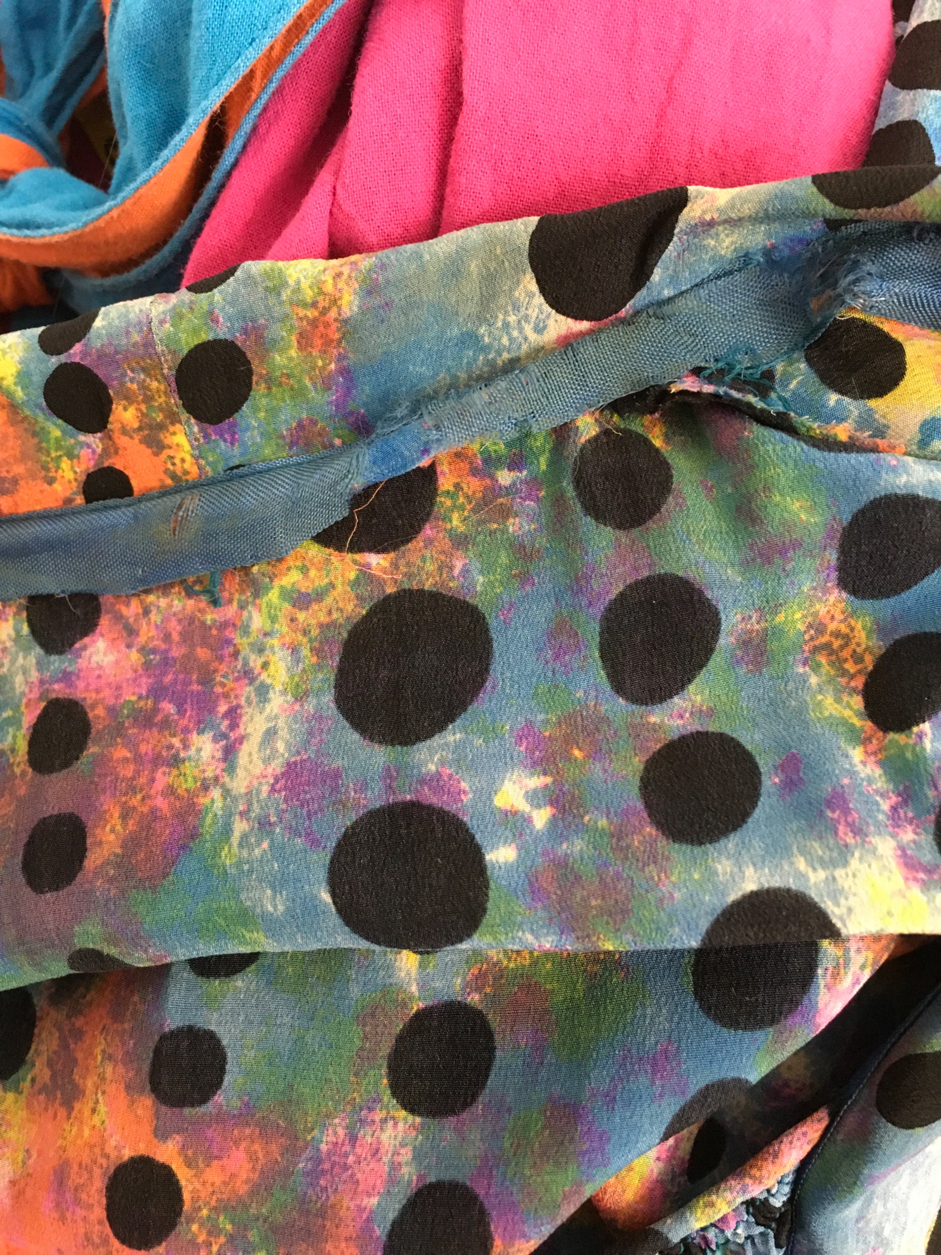 50's Rainbow Silk Polka Dot Dress - Image 10