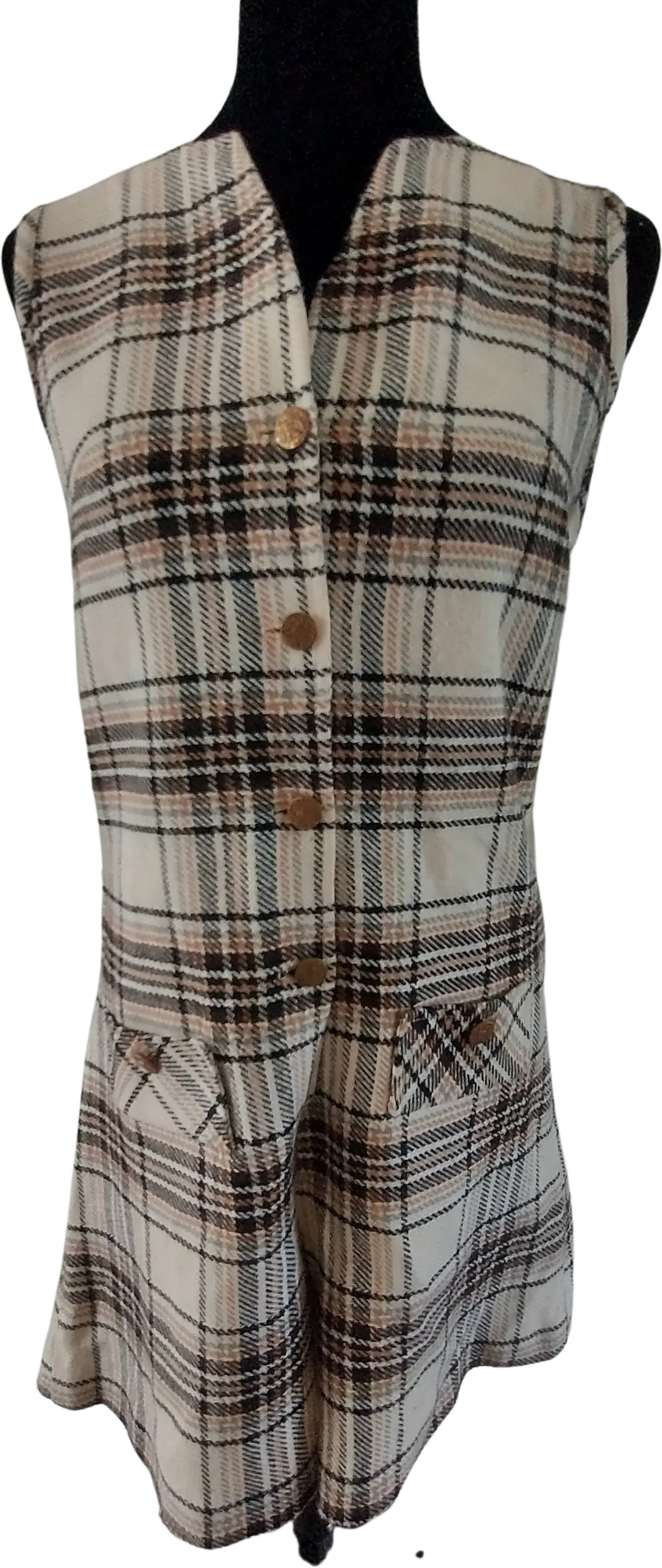 Vintage 1960/70s Acrylic Weave Plaid Jumper Dress Shorts School Girl Co-Ed Retro Women's Small To Medium by VIP