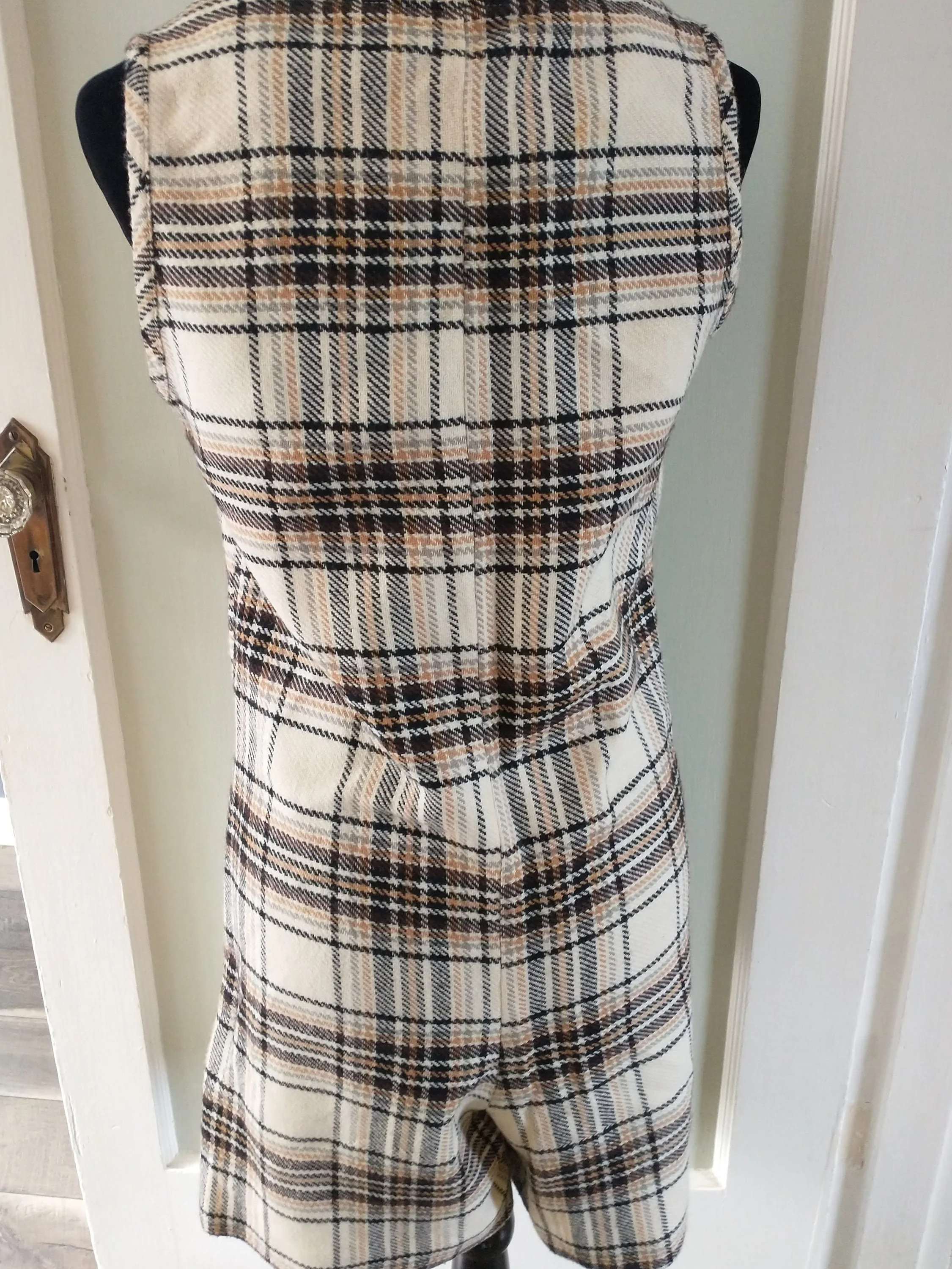 Vintage 1960/70s Acrylic Weave Plaid Jumper Dress Shorts School Girl Co-Ed Retro Women's Small To Medium by VIP - Image 2