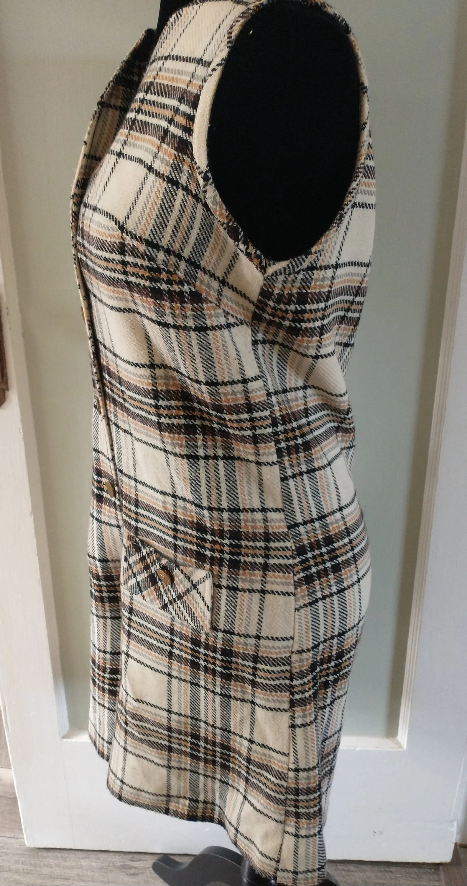Vintage 1960/70s Acrylic Weave Plaid Jumper Dress Shorts School Girl Co-Ed Retro Women's Small To Medium by VIP - Image 4