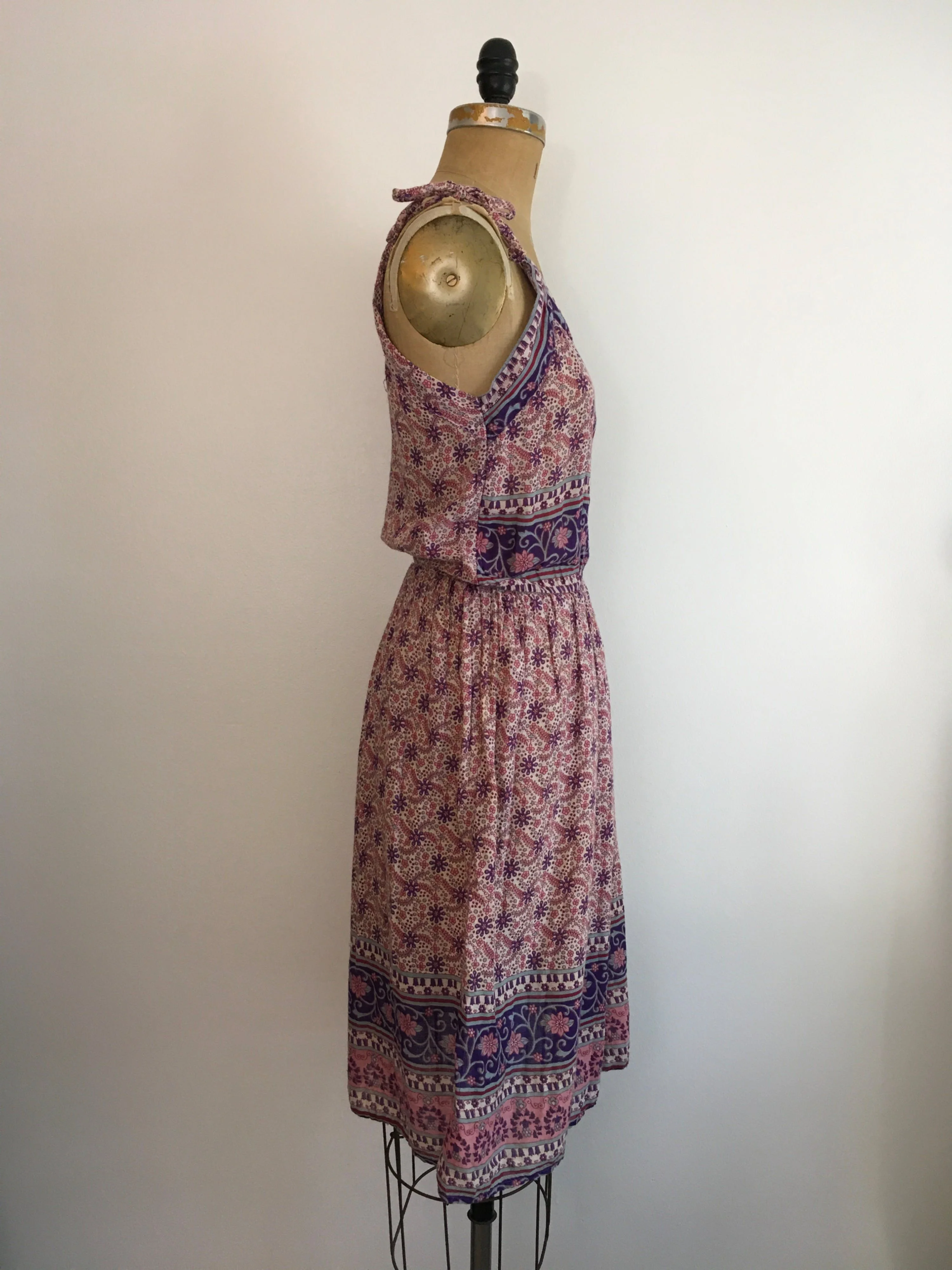 70’s Cotton Gauze Boho Dress Sundress by Discovery - Image 3