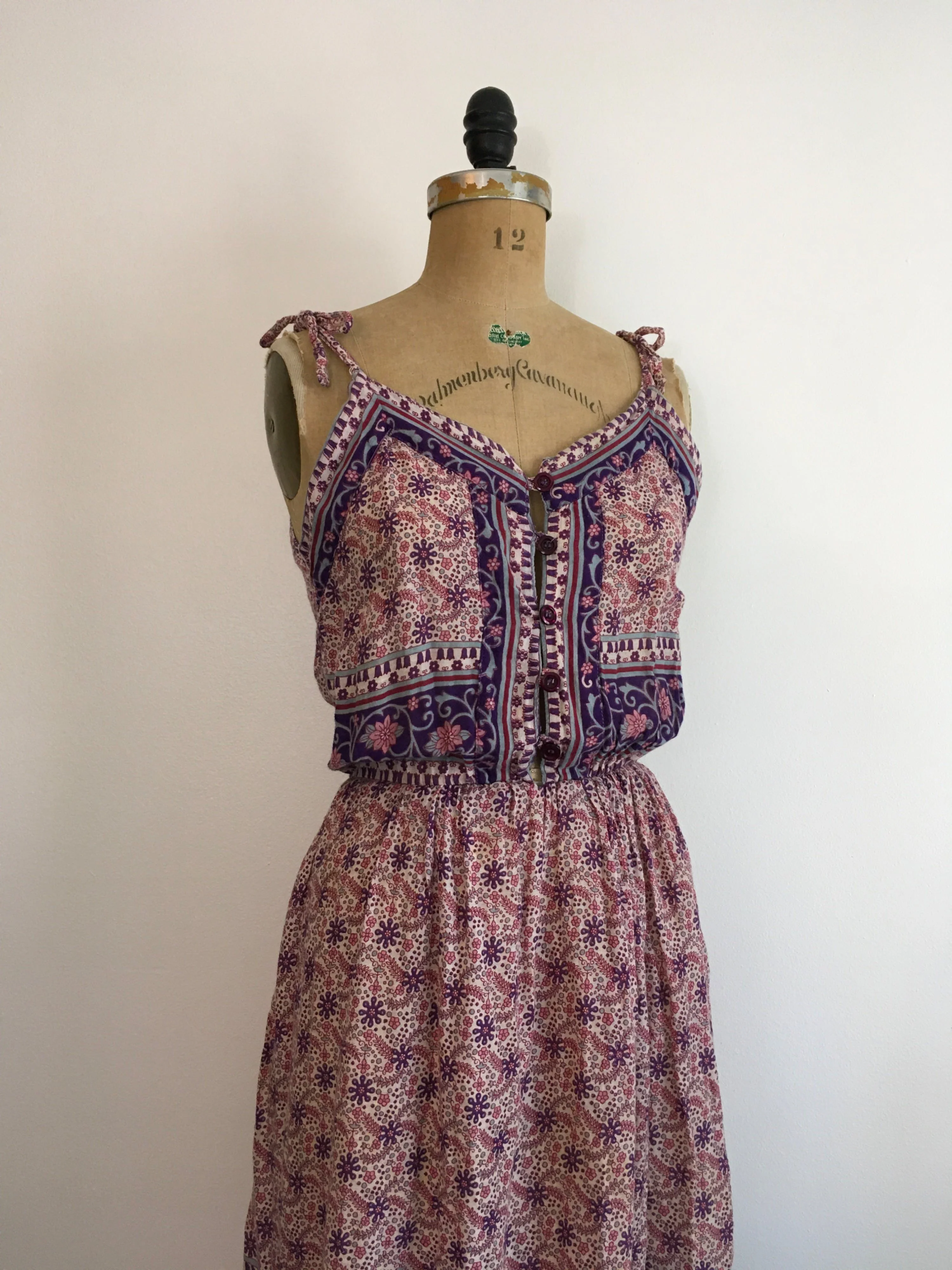 70’s Cotton Gauze Boho Dress Sundress by Discovery - Image 4