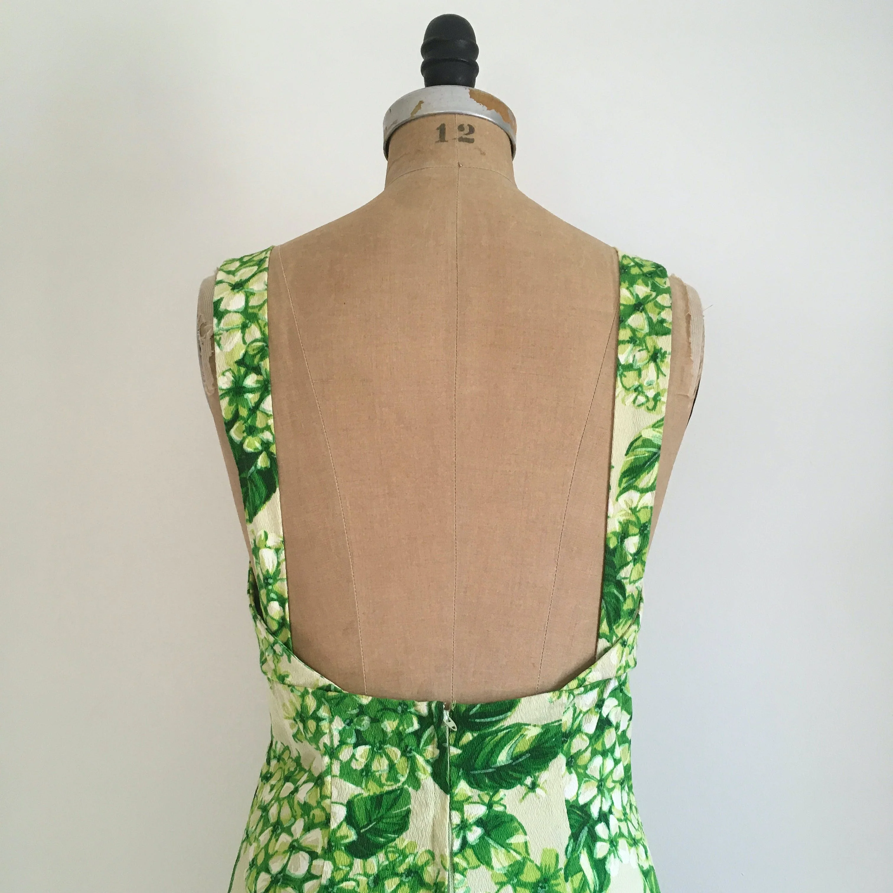 70's Bark Cloth Hawaiian Tropical Maxi Dress - Image 5