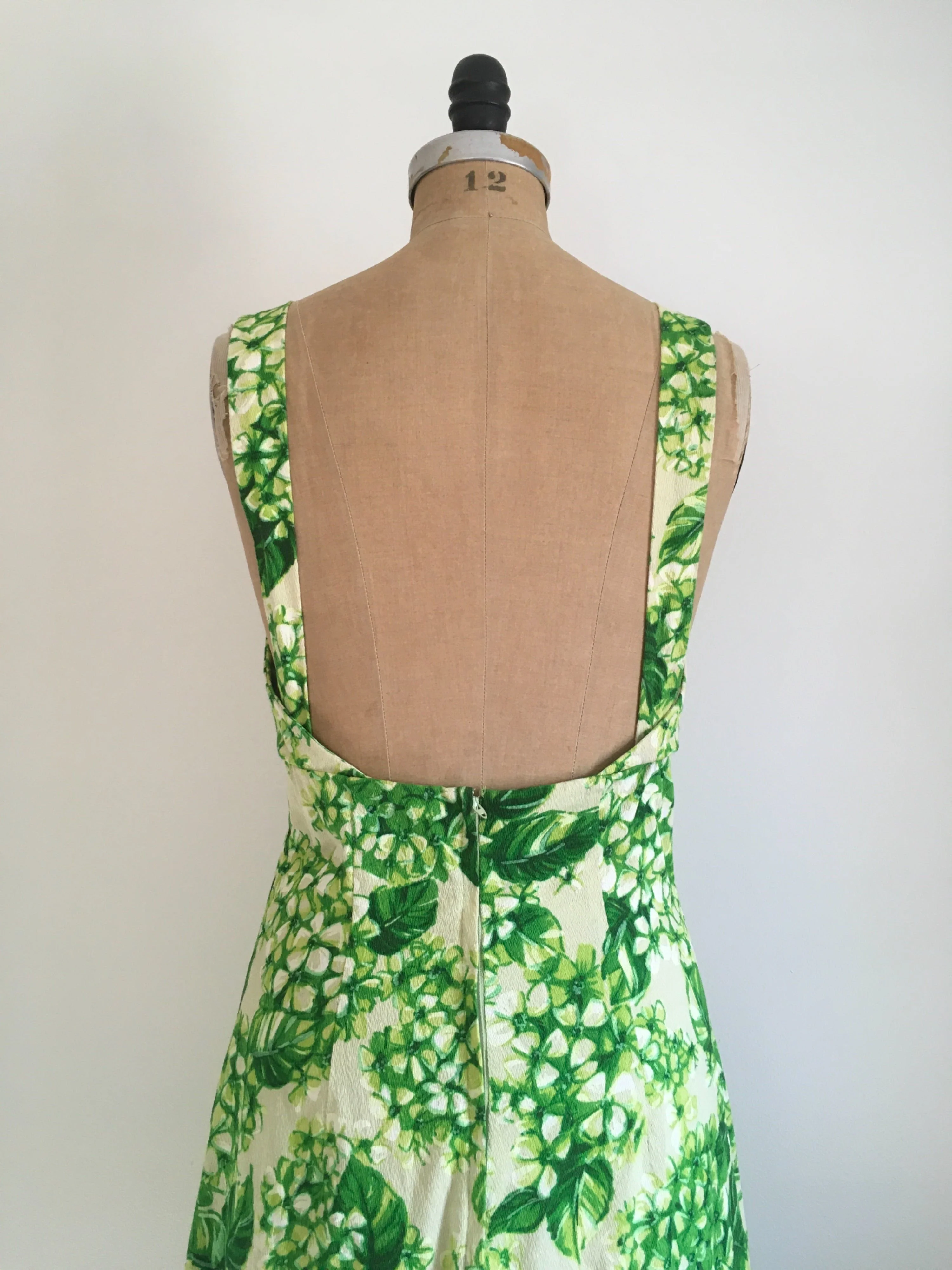 70's Bark Cloth Hawaiian Tropical Maxi Dress - Image 7