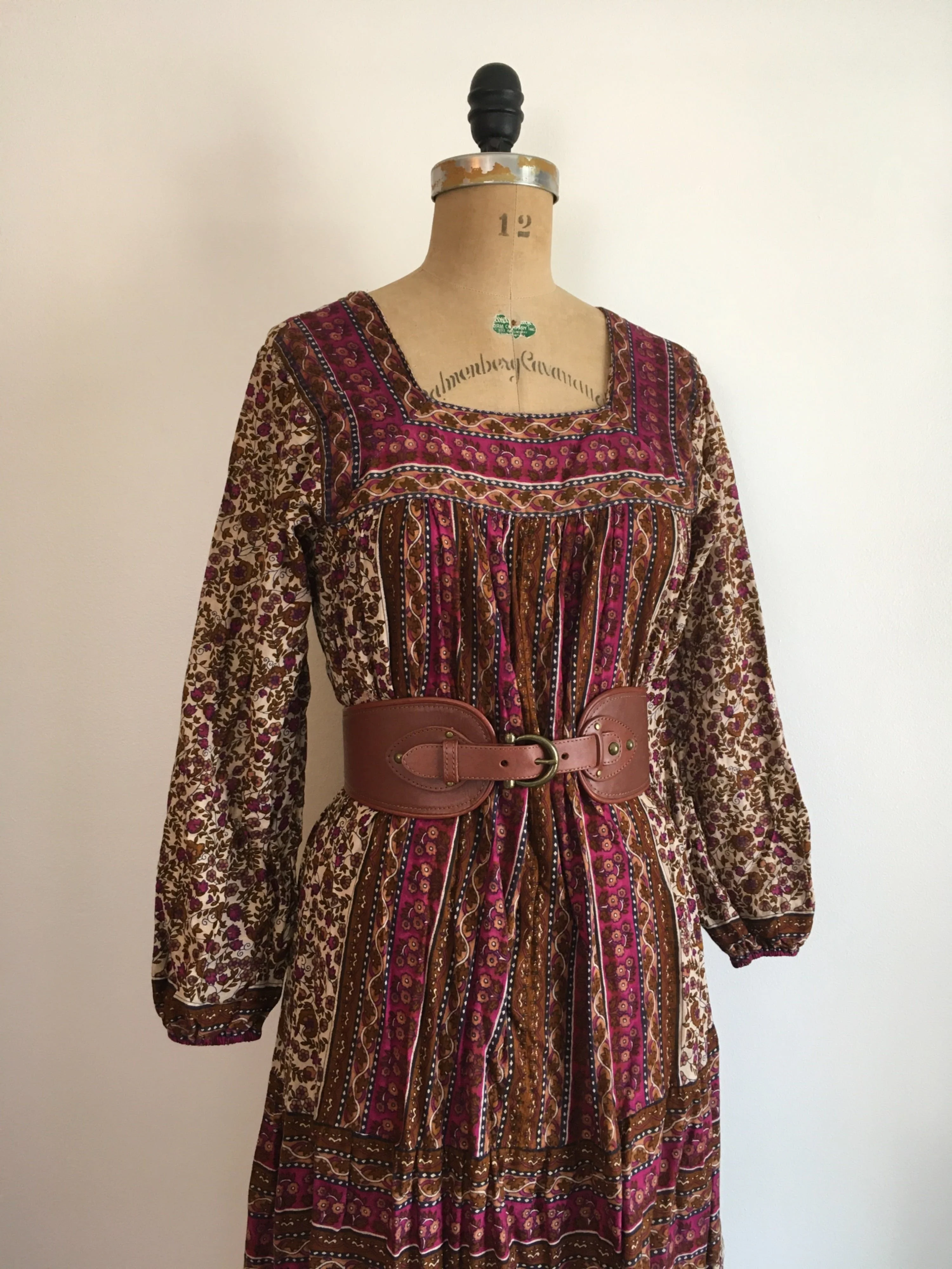 70's Long Sleeve Floral Cotton Gauze Tent Dress by Kaiser - Image 5
