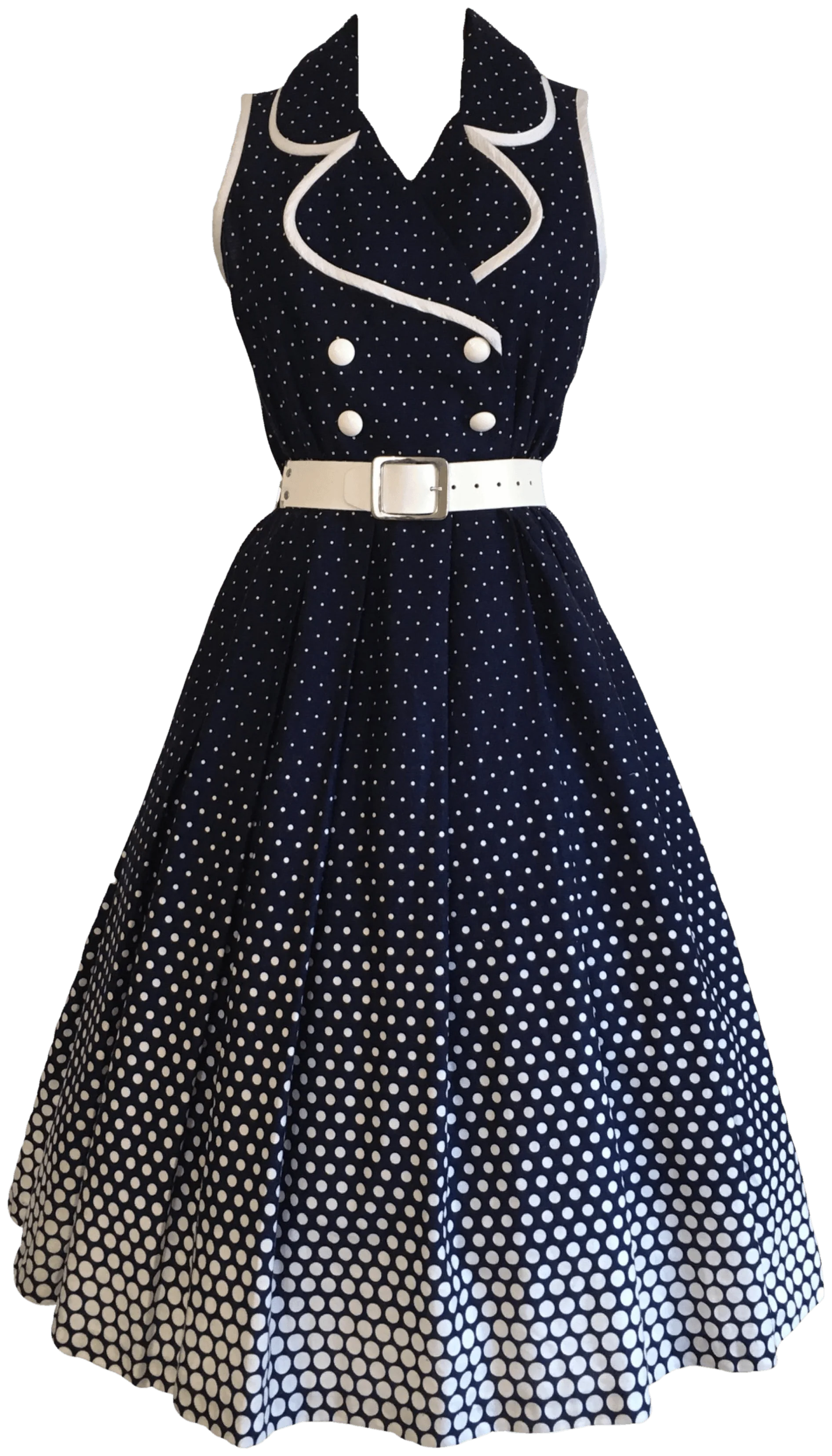 80’s Border Print Polka Dot Dress by Sabino