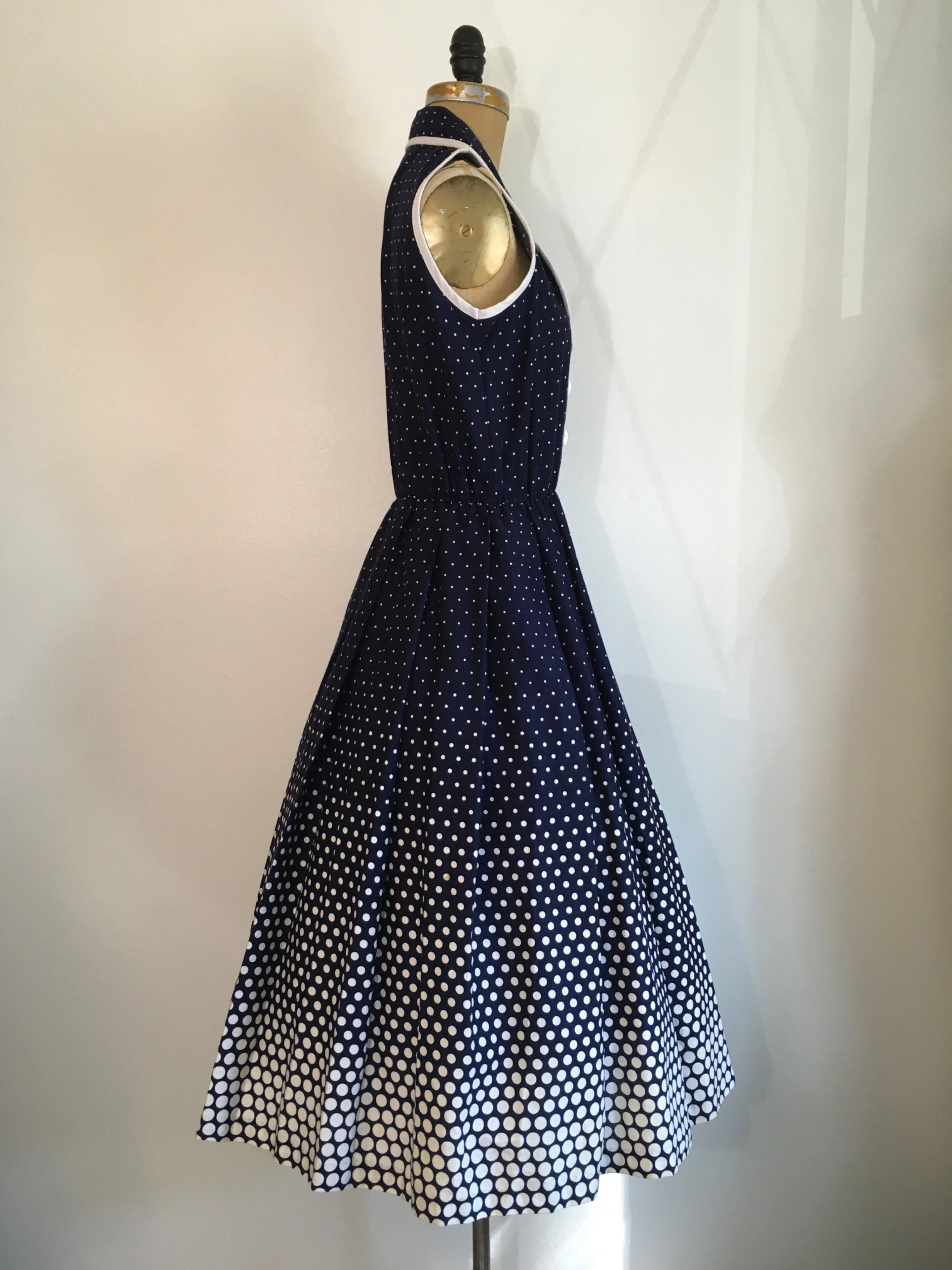80’s Border Print Polka Dot Dress by Sabino - Image 3