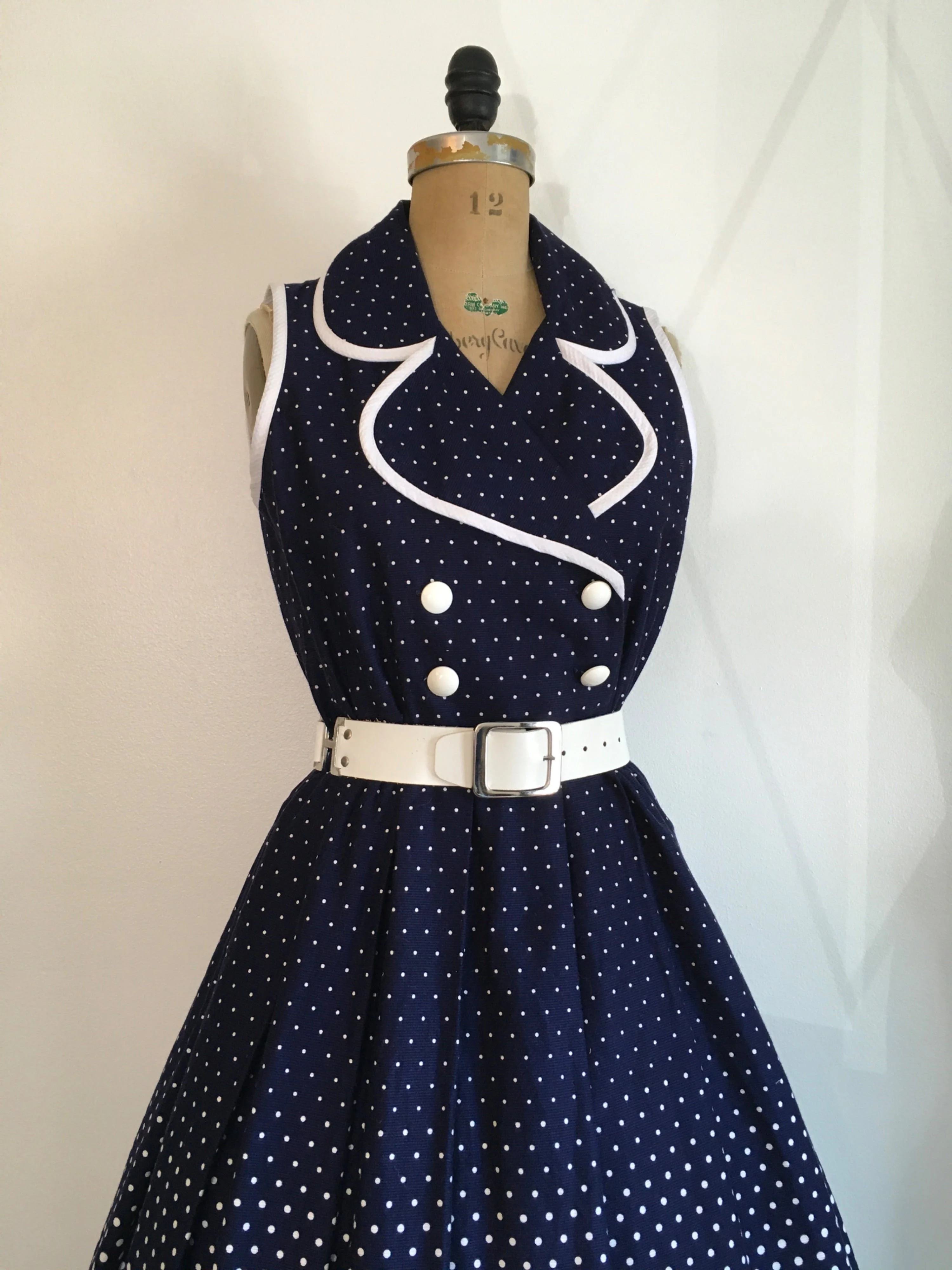 80’s Border Print Polka Dot Dress by Sabino - Image 4
