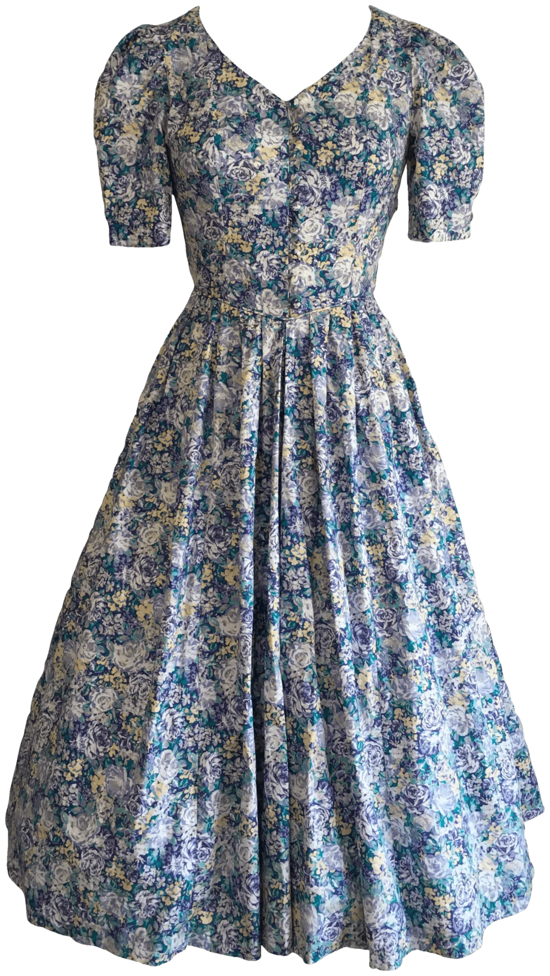 80's Blue Floral Dress by Laura Ashley