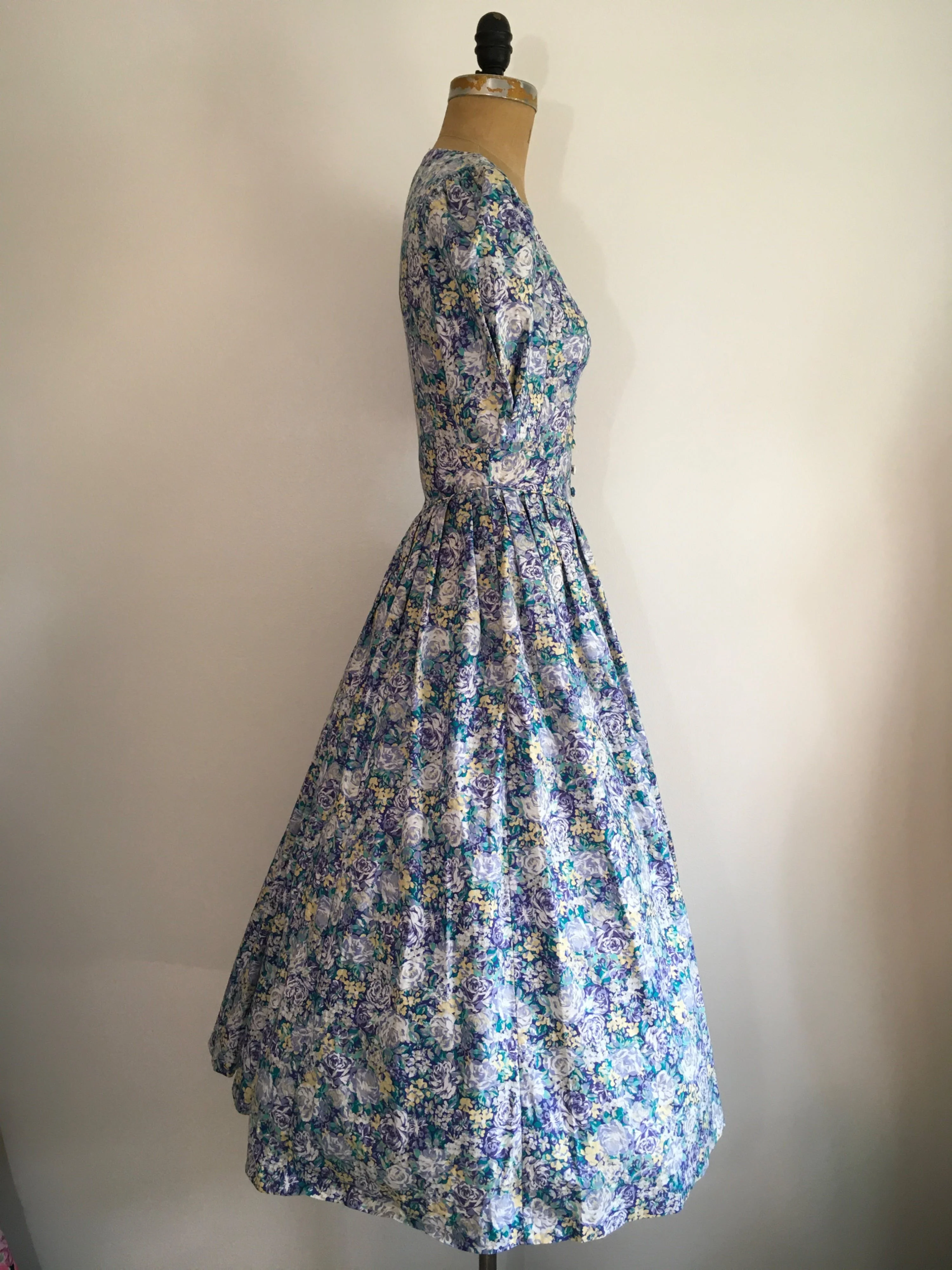 80's Blue Floral Dress by Laura Ashley - Image 3