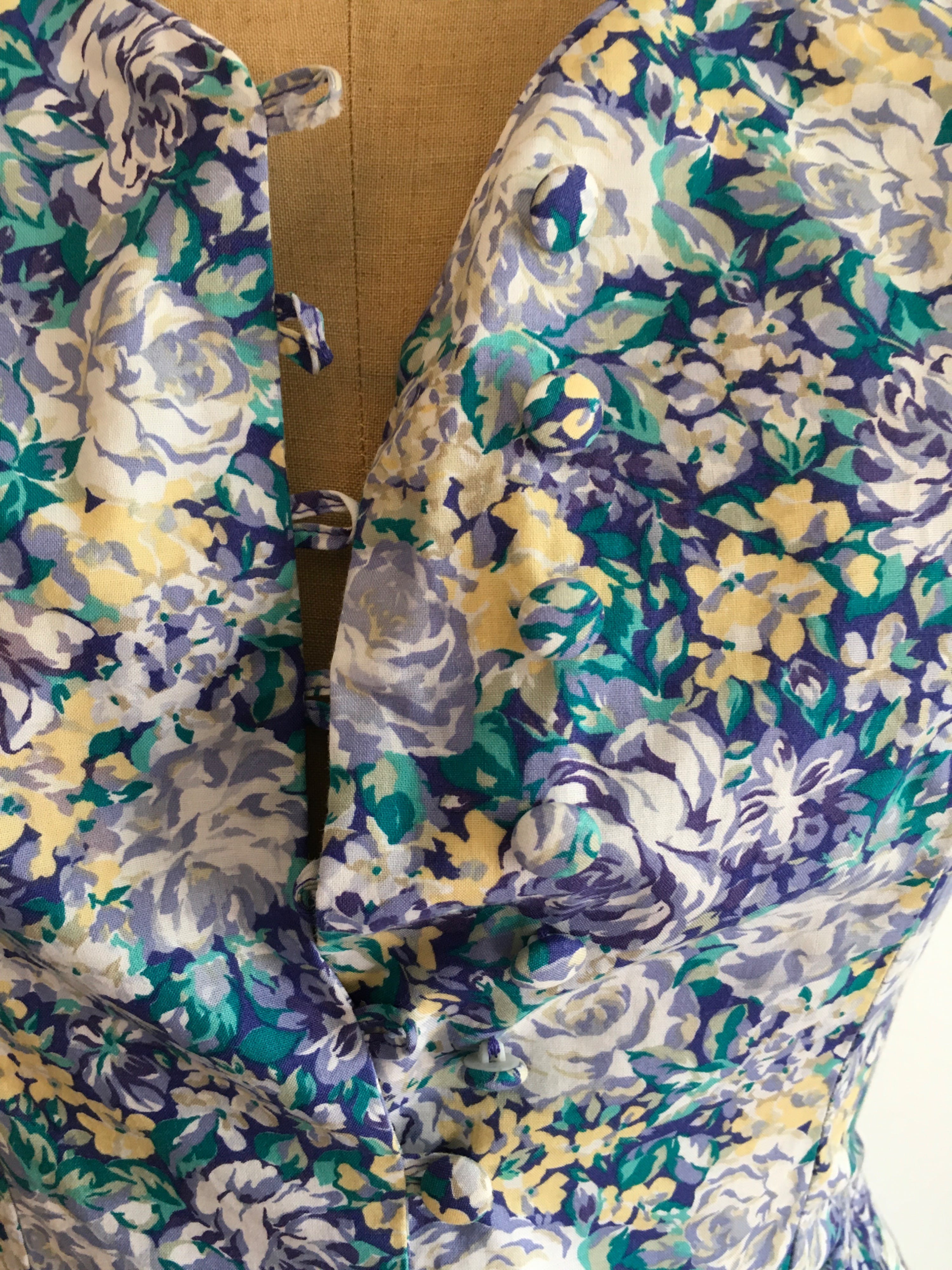 80's Blue Floral Dress by Laura Ashley - Image 7