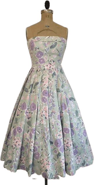 80’s Strapless Floral Garden Party Dress