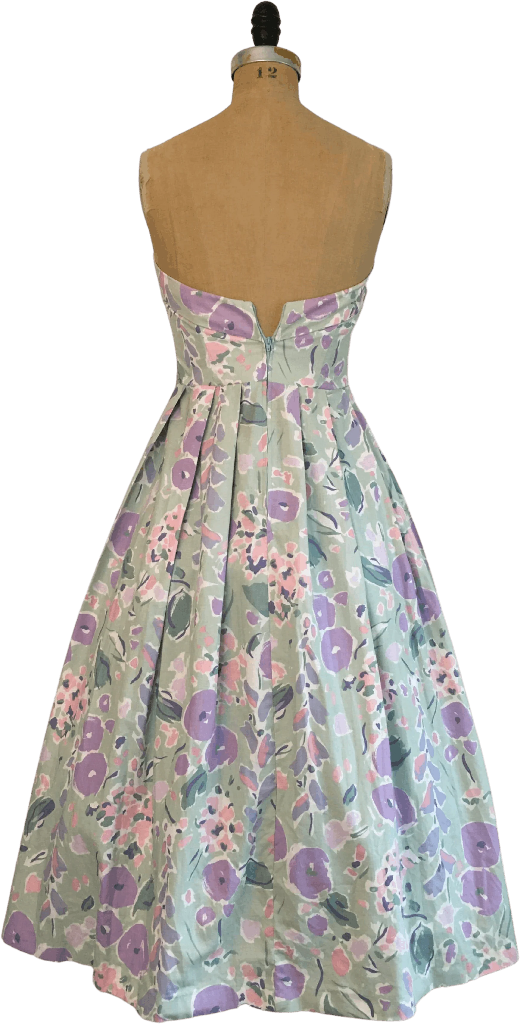 80’s Strapless Floral Garden Party Dress - Image 2