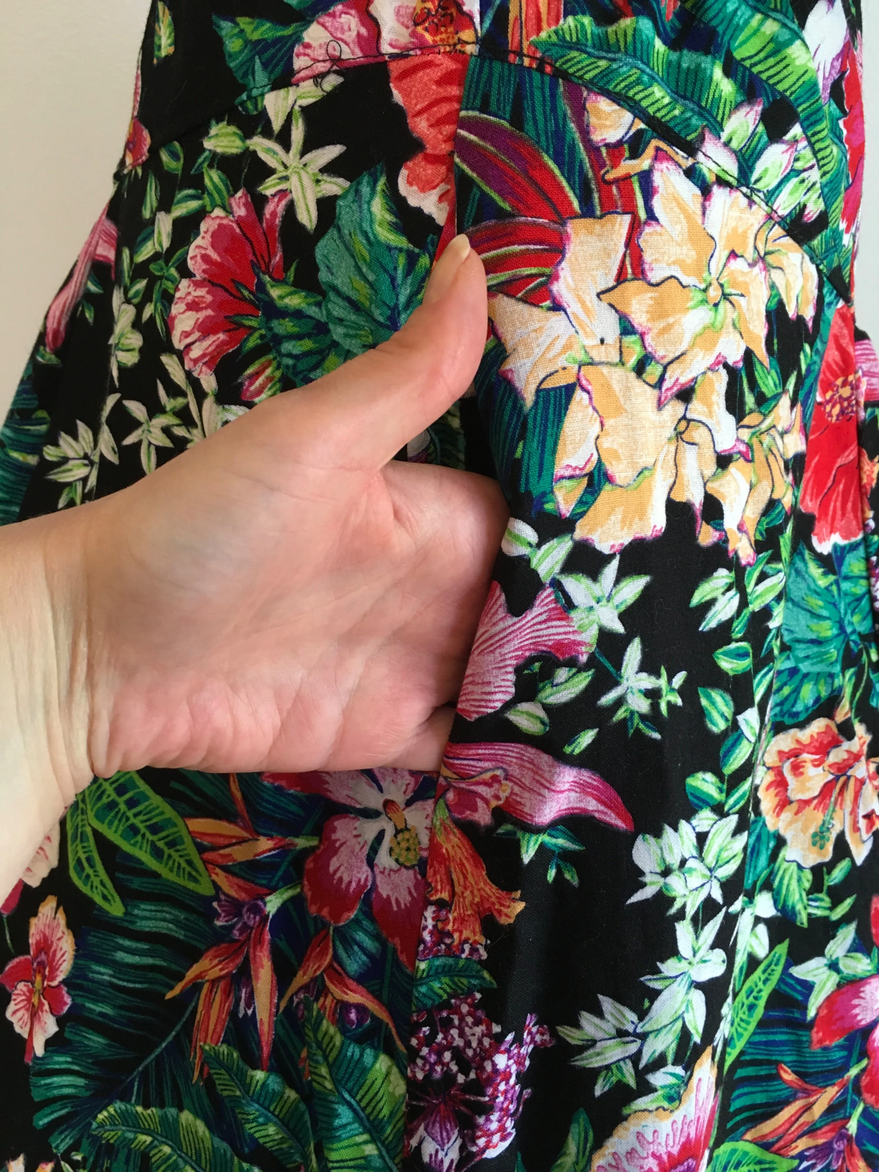 80's Tropical Orchid Print Garden Party Dress by Paquette Too - Image 6