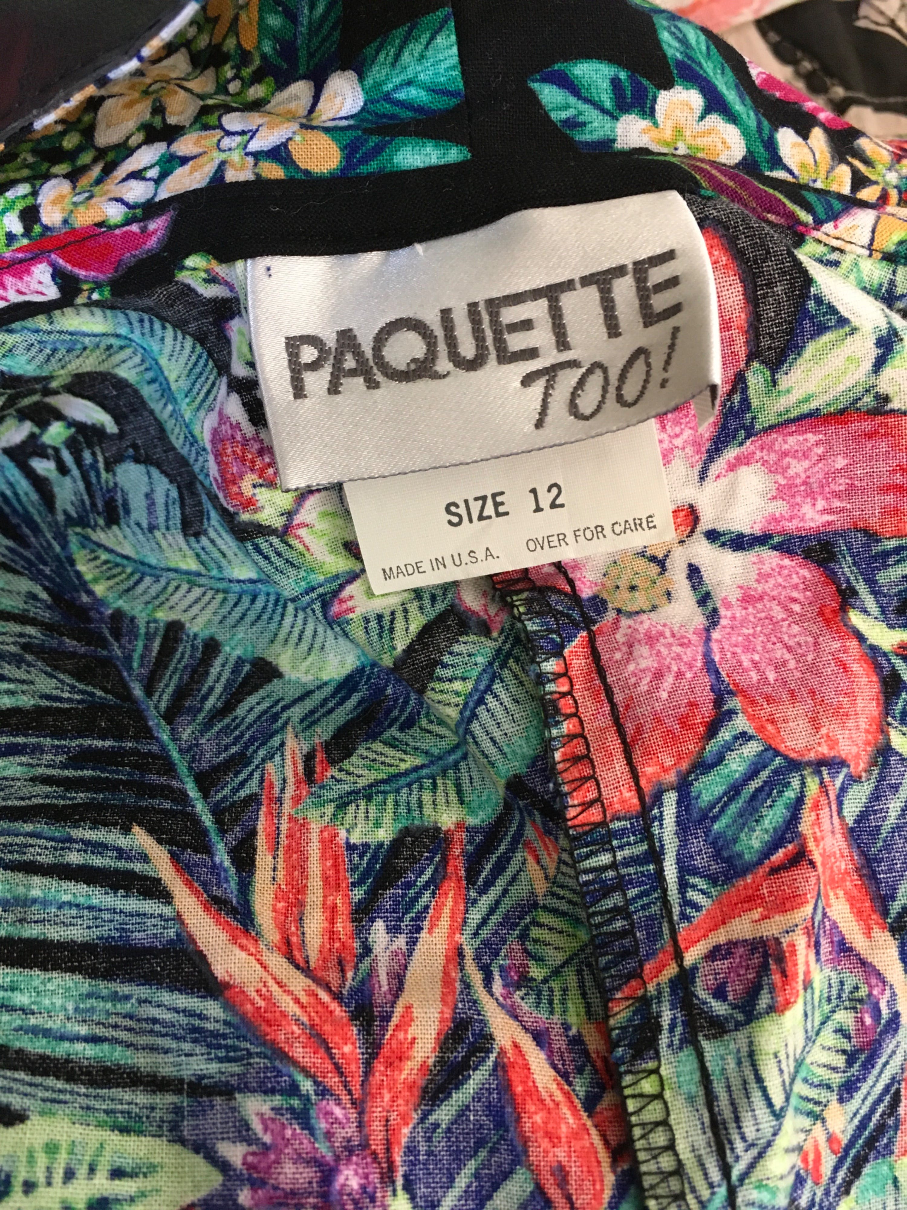 80's Tropical Orchid Print Garden Party Dress by Paquette Too - Image 9
