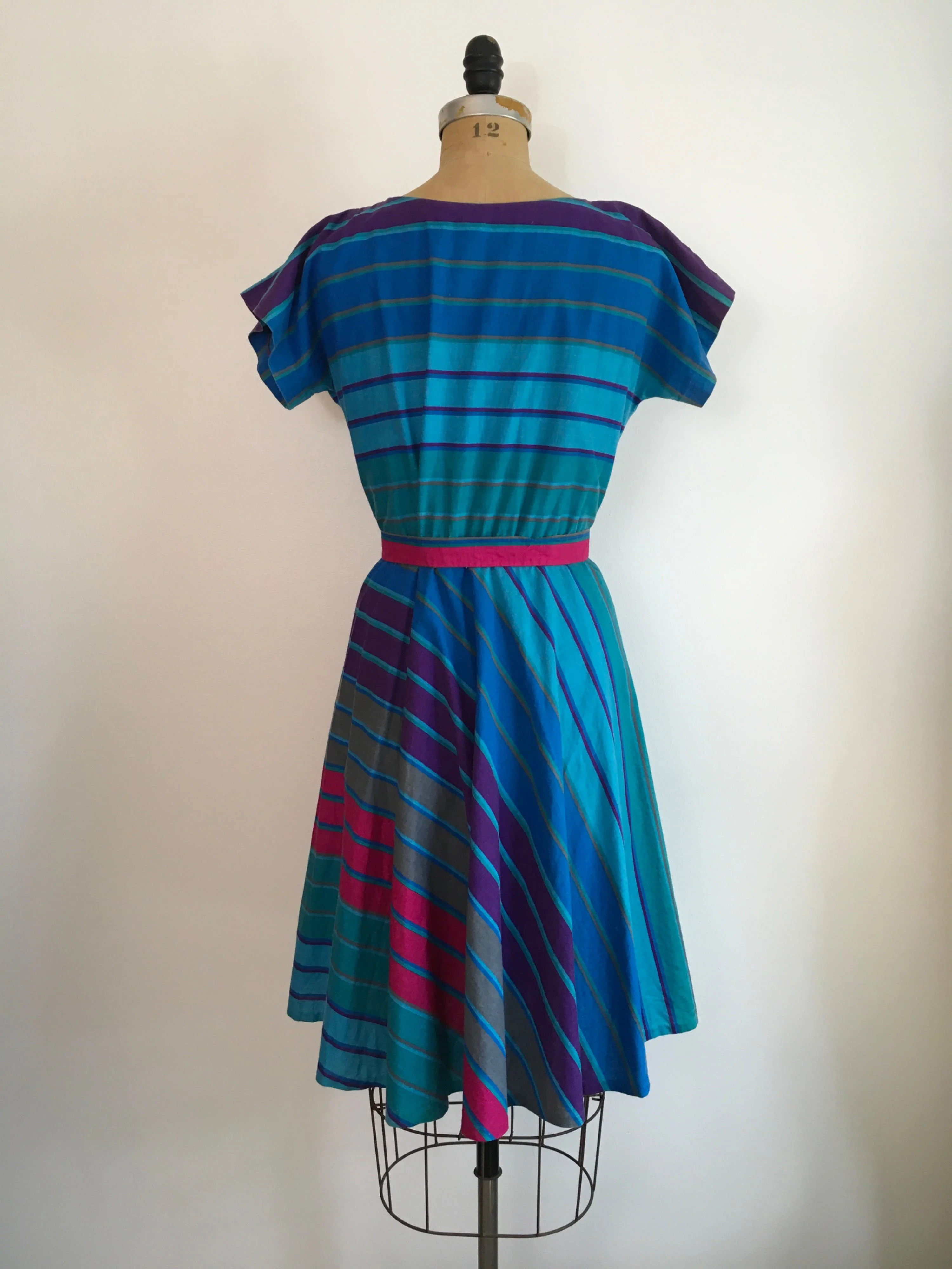 80’s Striped Cotton Dress - Image 2