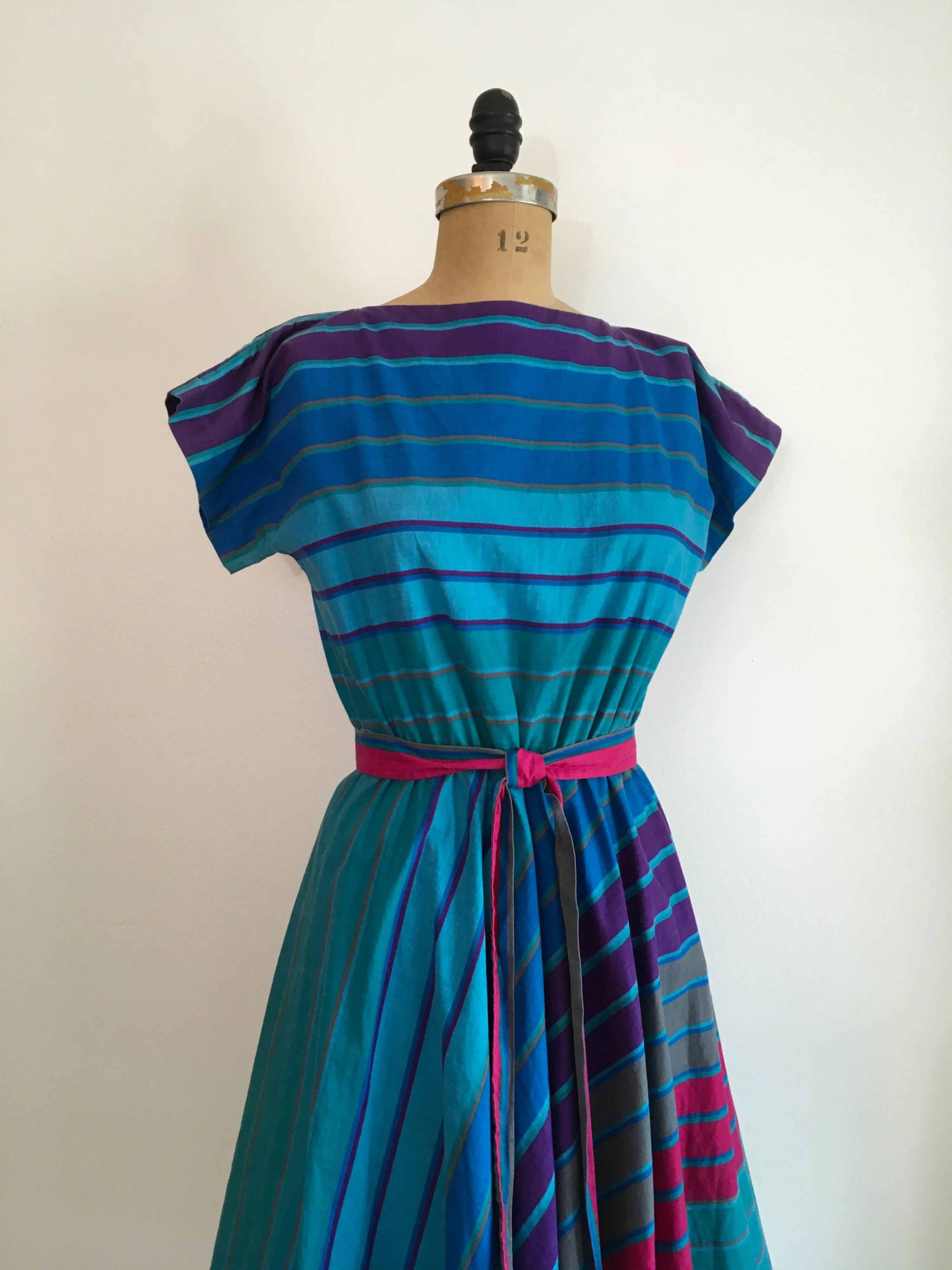 80’s Striped Cotton Dress - Image 4