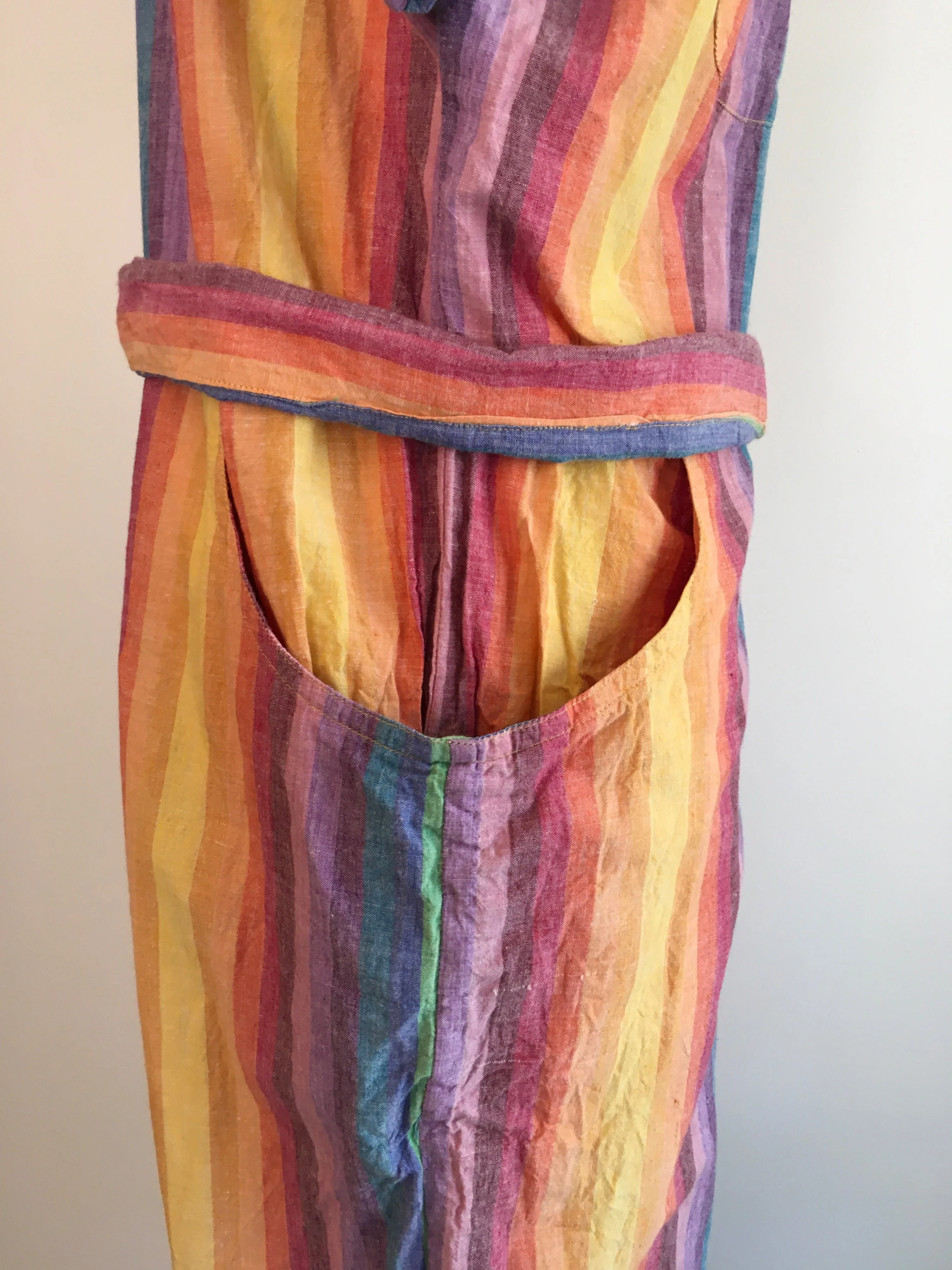 80's Rainbow Striped Jumpsuit Made - Image 5