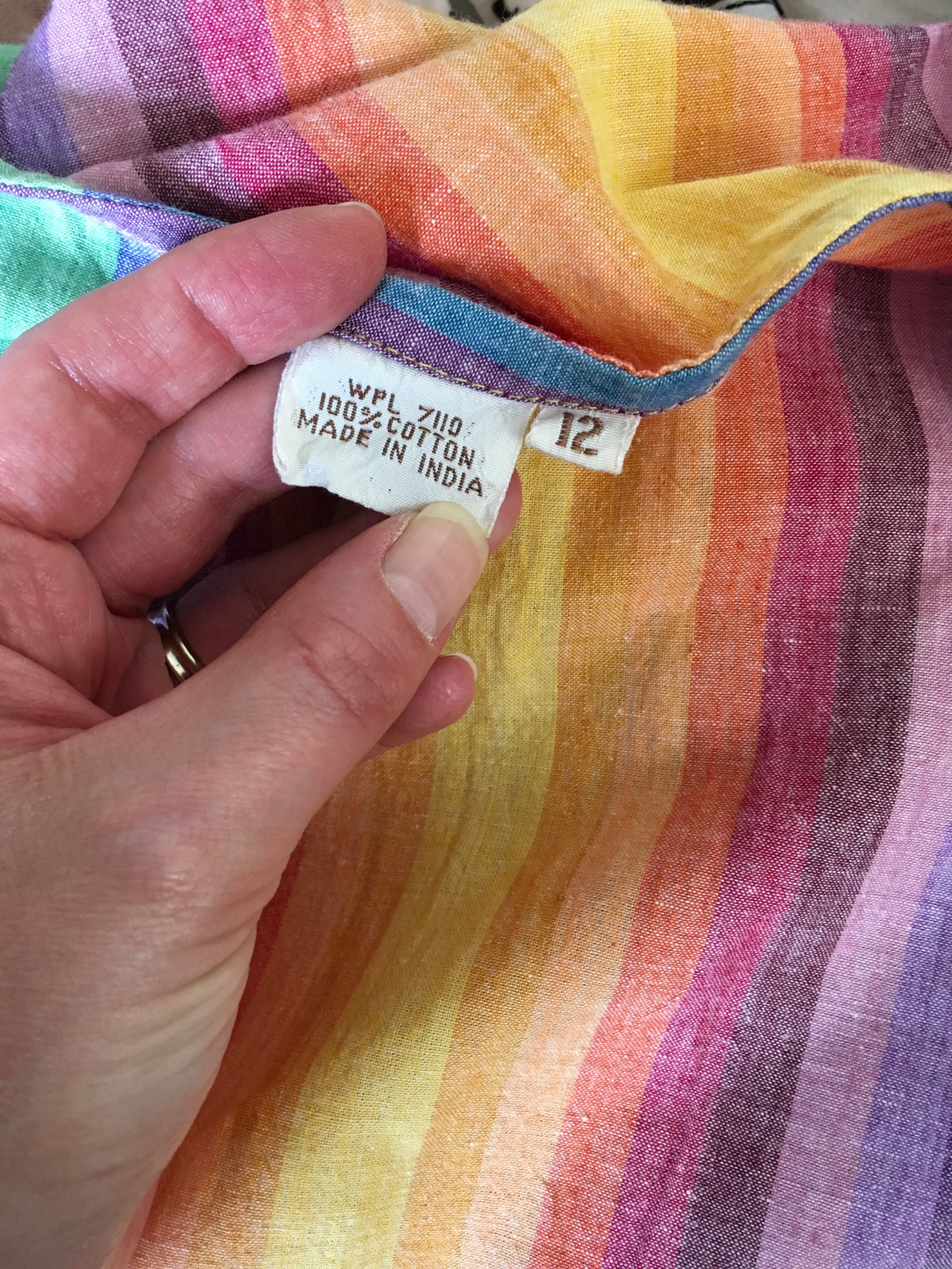 80's Rainbow Striped Jumpsuit Made - Image 7