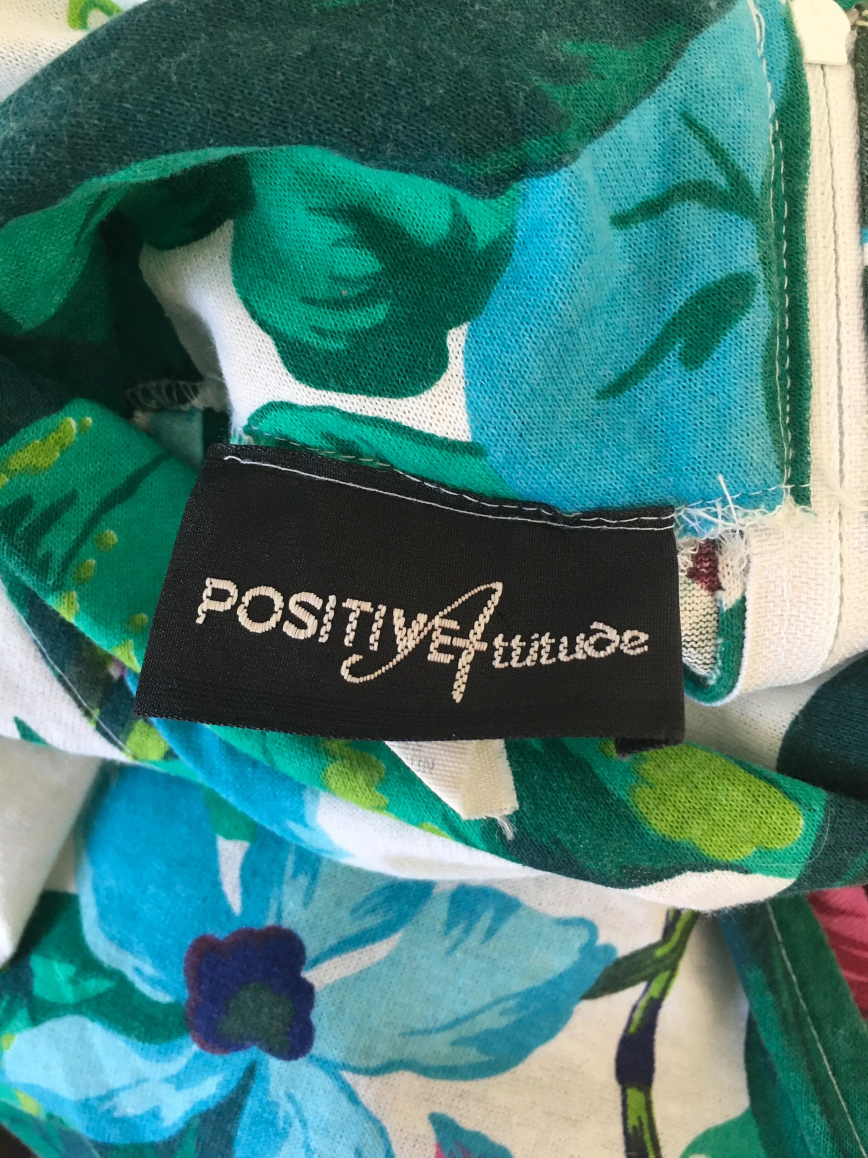80's Knit Tropical Floral Sleeveless Dress by Positive Attitude - Image 7