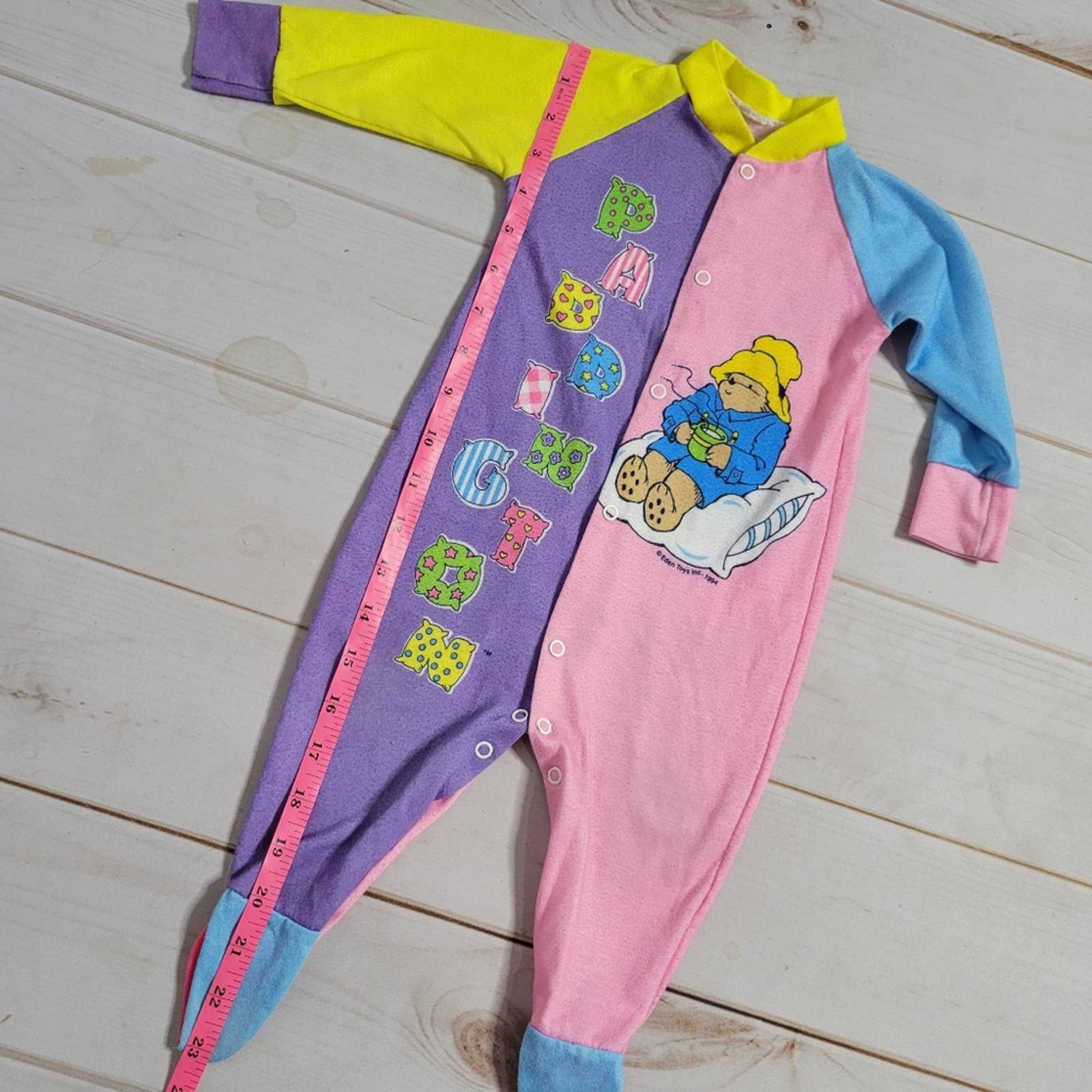 Vintage 1994 Paddington Bear Feetie Pajamas by Eden Toys Inc - Image 4