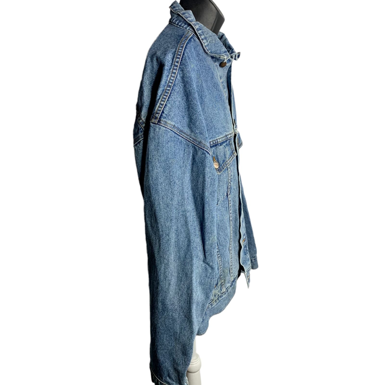 Vintage 1995 Mule Days Denim Trucker Jacket 3xl Med Wash Embroidered by Haleman Jeans Wear - Image 5