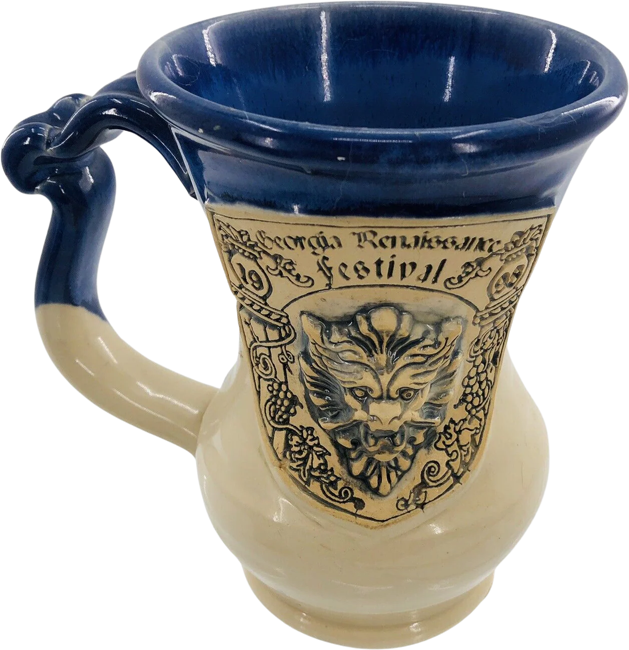 Vintage 1998 Georgia Renfest Pottery Goblet Mug Cup Lion by Renaissance Festival