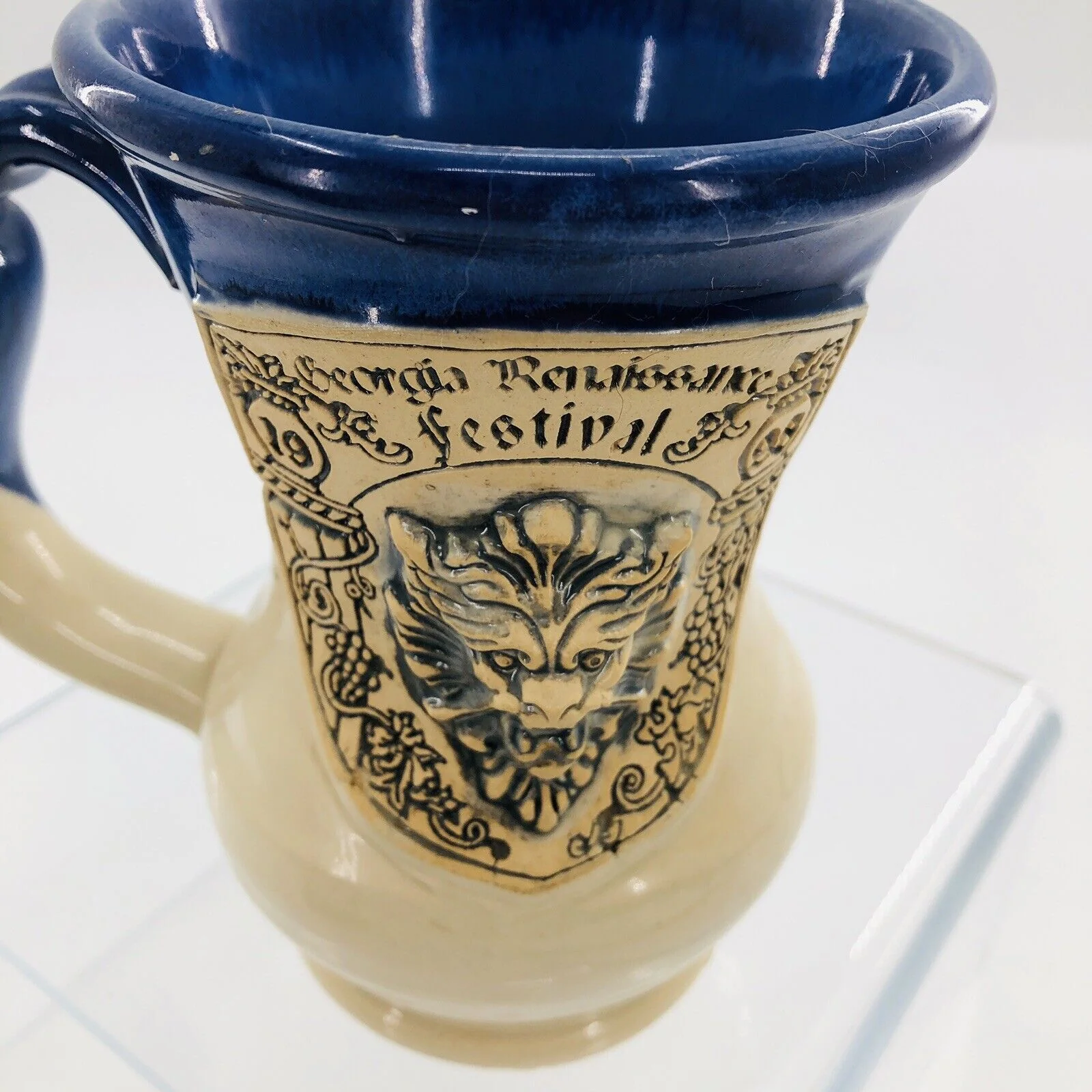 Vintage 1998 Georgia Renfest Pottery Goblet Mug Cup Lion by Renaissance Festival - Image 3