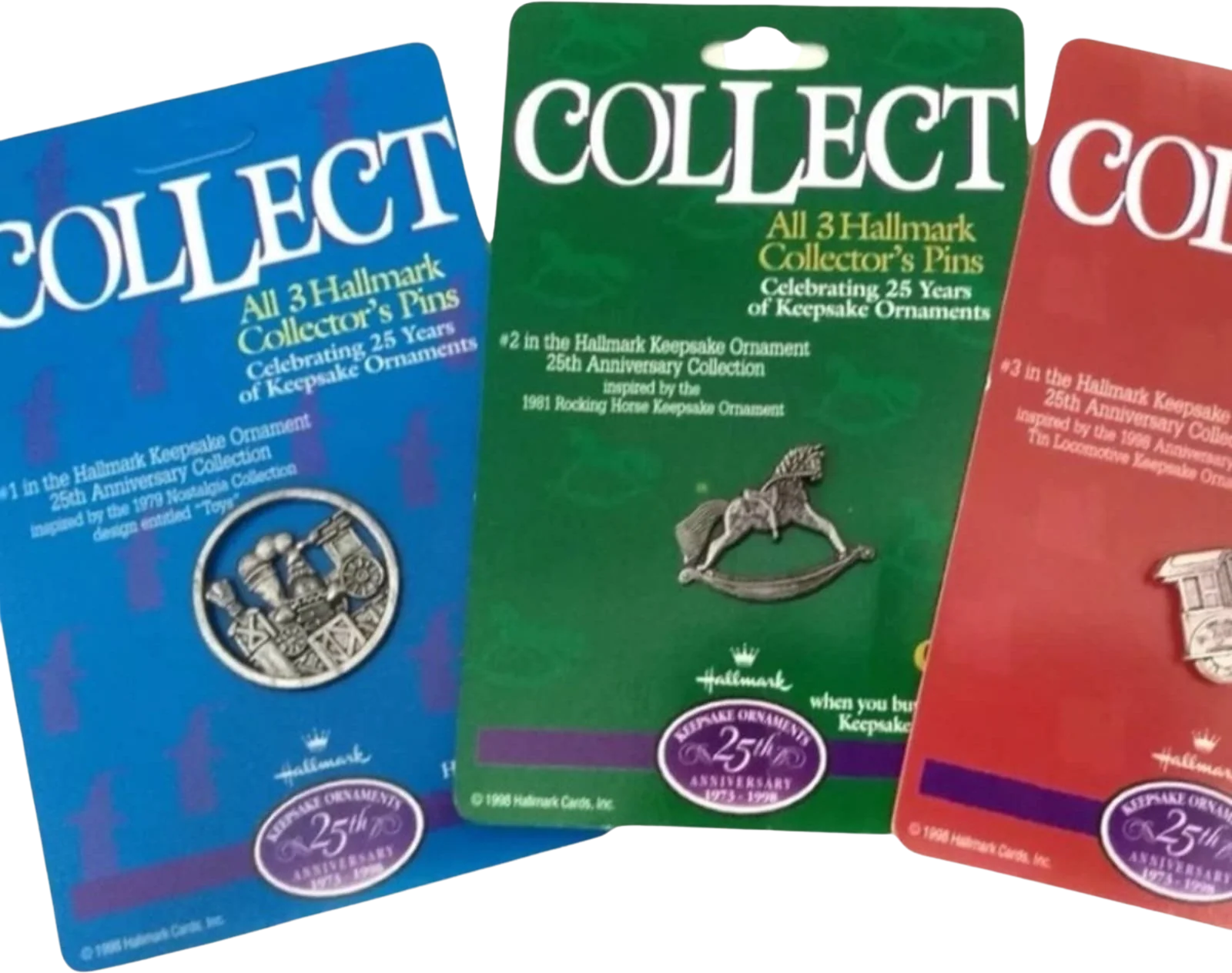 Vintage 1998 Keepsake Collectors Christmas Lapel Pins by Hallmark