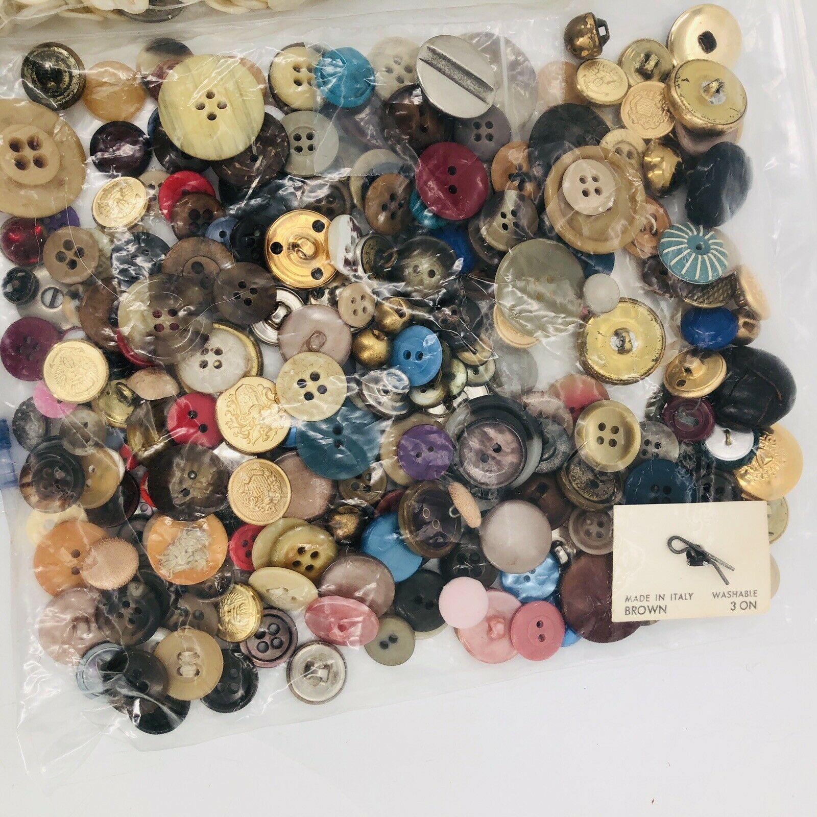 Vintage 2+ Lbs Buttons Mixed Craft Lot Black White Mother of Pearl Brass - Image 3