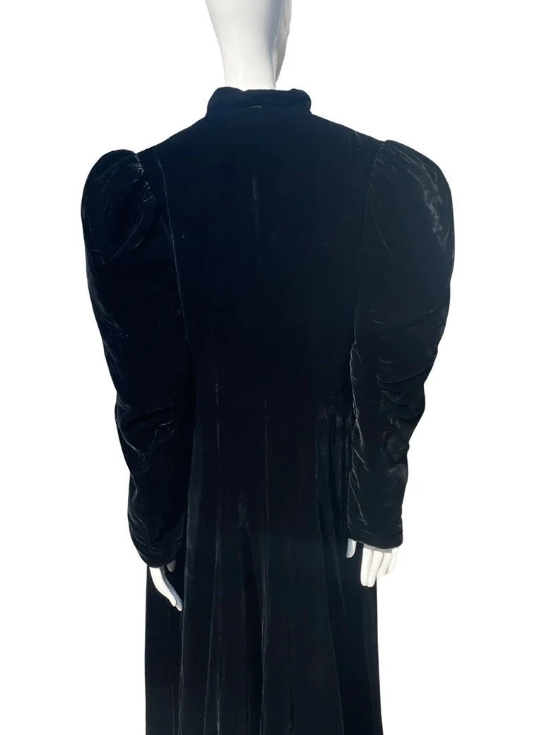 Vintage 20s Opera Coat Silk Velvet Long Coat with Puffy Sleeves Big Shoulders Size M Mint Condition Great Gats Flapper - Image 7