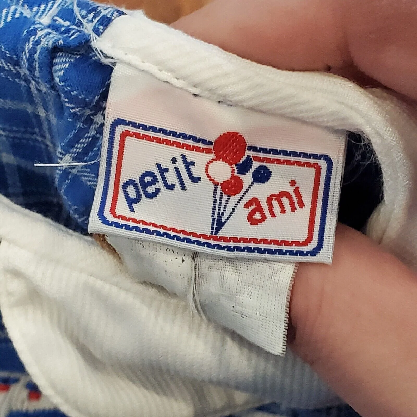 Vintage 2t Girls Abc School Pinafore Apron Dress Blue Plaid by Petit Ami - Image 7