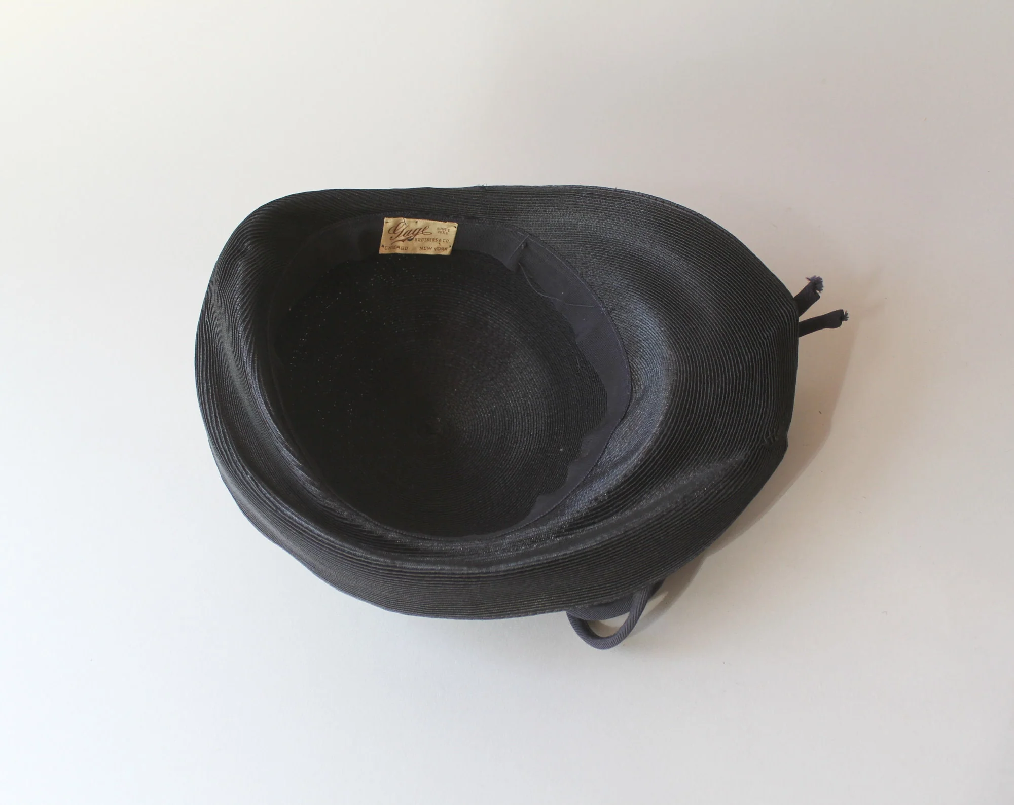 Vintage 30s 40s Navy Blue Straw Slanted Swagger Hat with Swirling Accent by Gage Brothers & Co. - Image 7