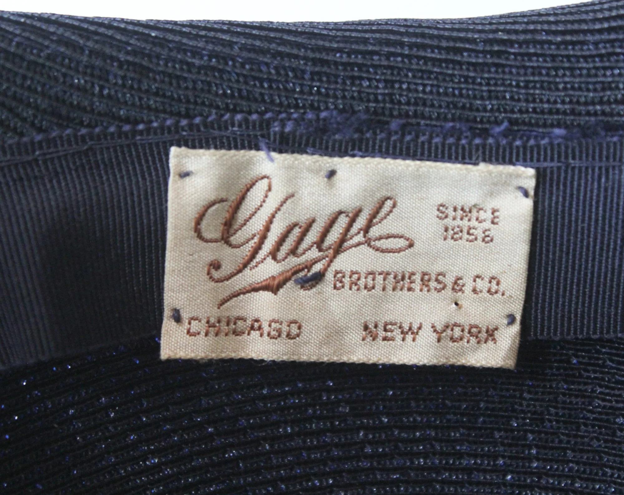 Vintage 30s 40s Navy Blue Straw Slanted Swagger Hat with Swirling Accent by Gage Brothers & Co. - Image 8