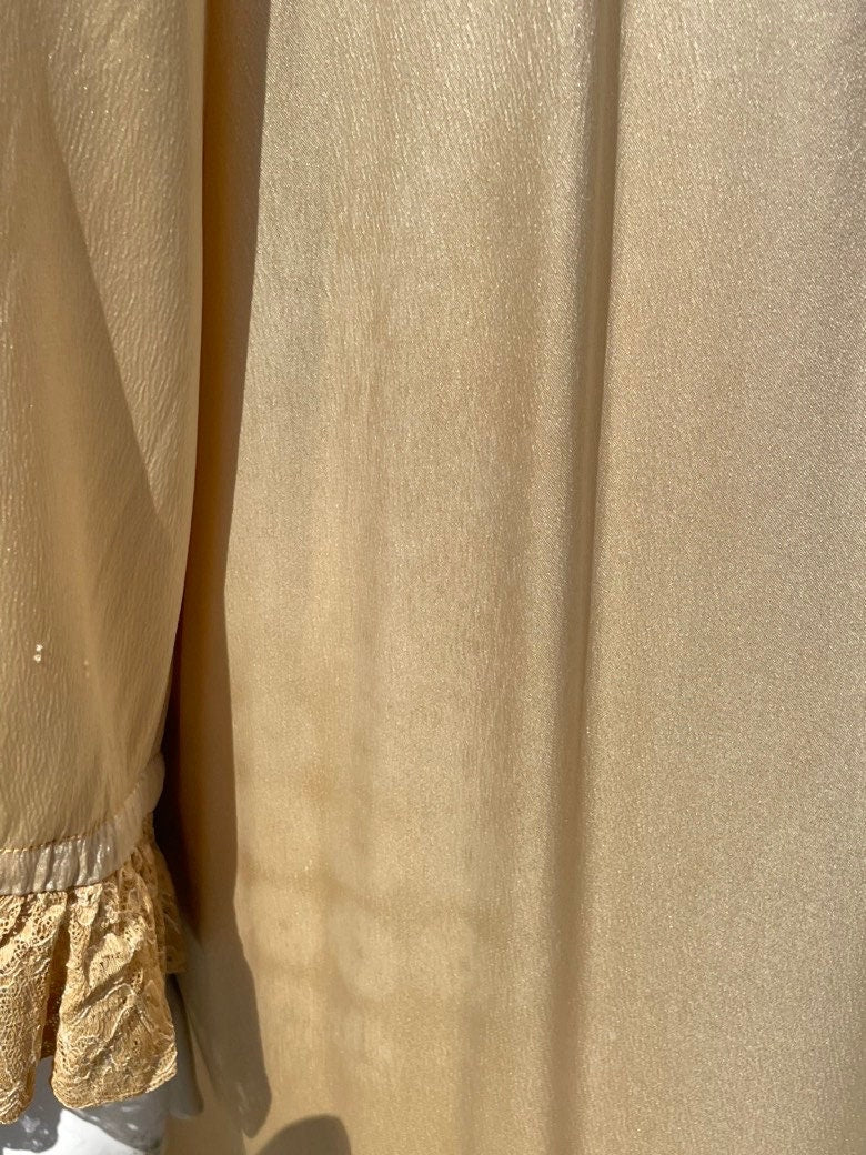 Vintage 30s Art Deco Robe Nightgown Dress Slip Lingerie Robe Silky Antique Lace Trim Maxi Nightgown - Image 7