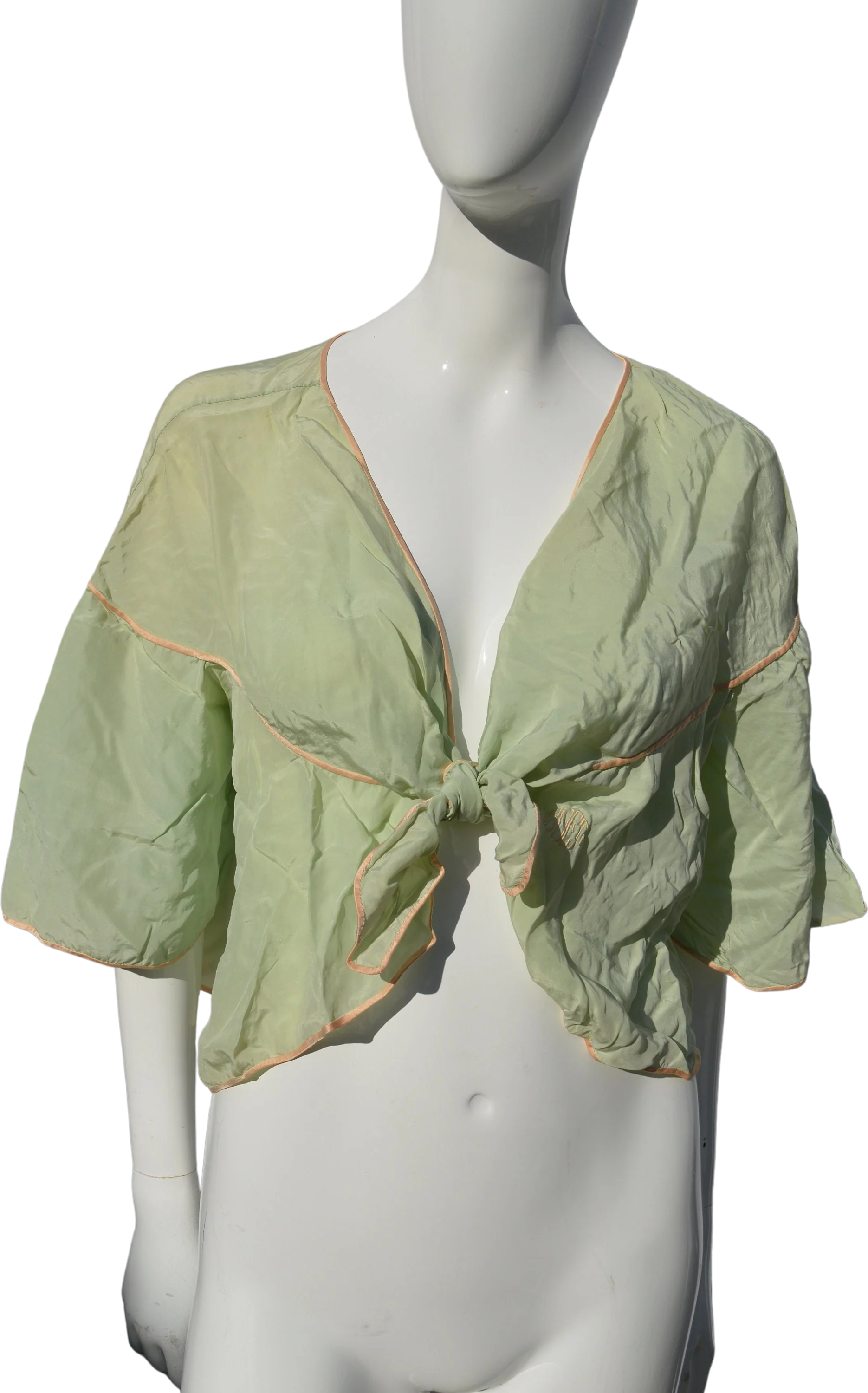 Vintage 30s Lingerie Bed Jacket Nightgown Jacket Cape Glam Sleepwear Old Hollywood Size M Sexy Tie Up Front Monogramed by Janet