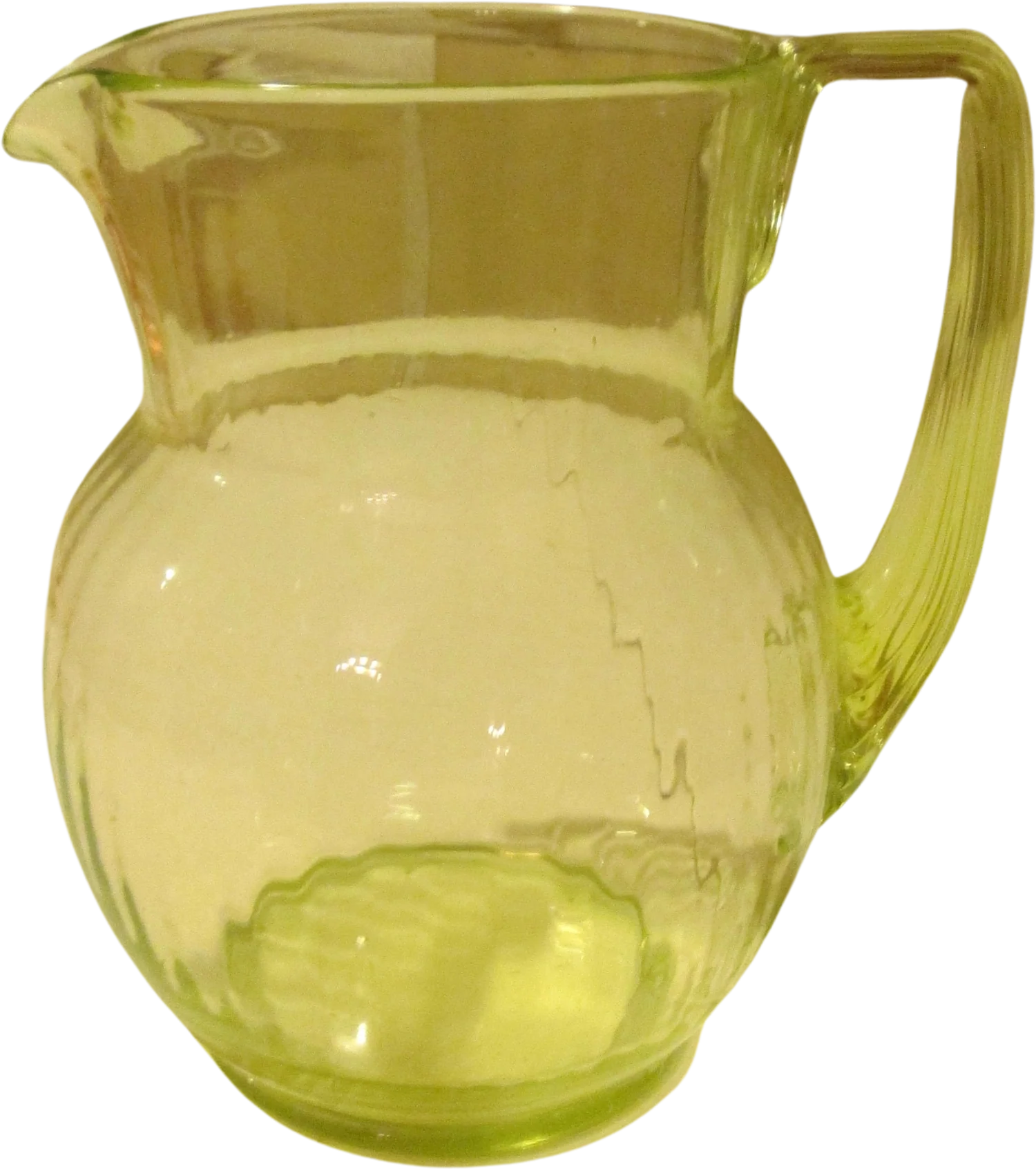 Vintage 30s Vaseline Green Pitcher Depression Glass Gorgeous