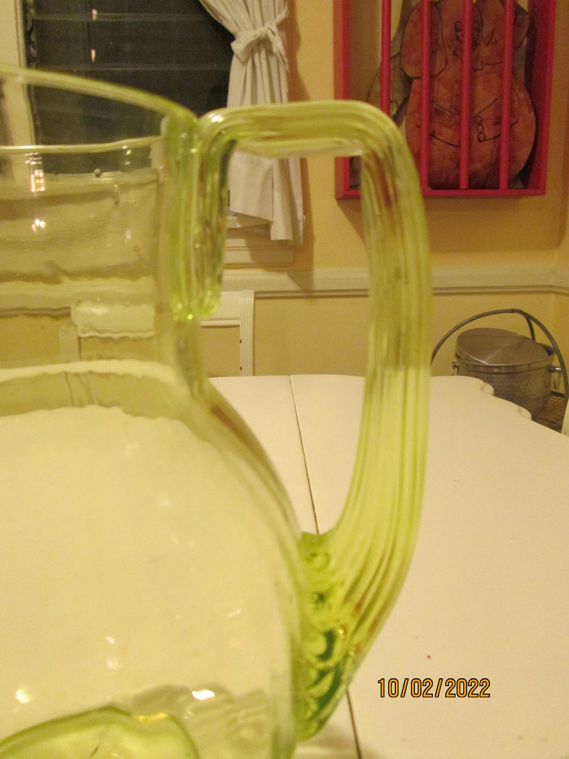 Vintage 30s Vaseline Green Pitcher Depression Glass Gorgeous - Image 8